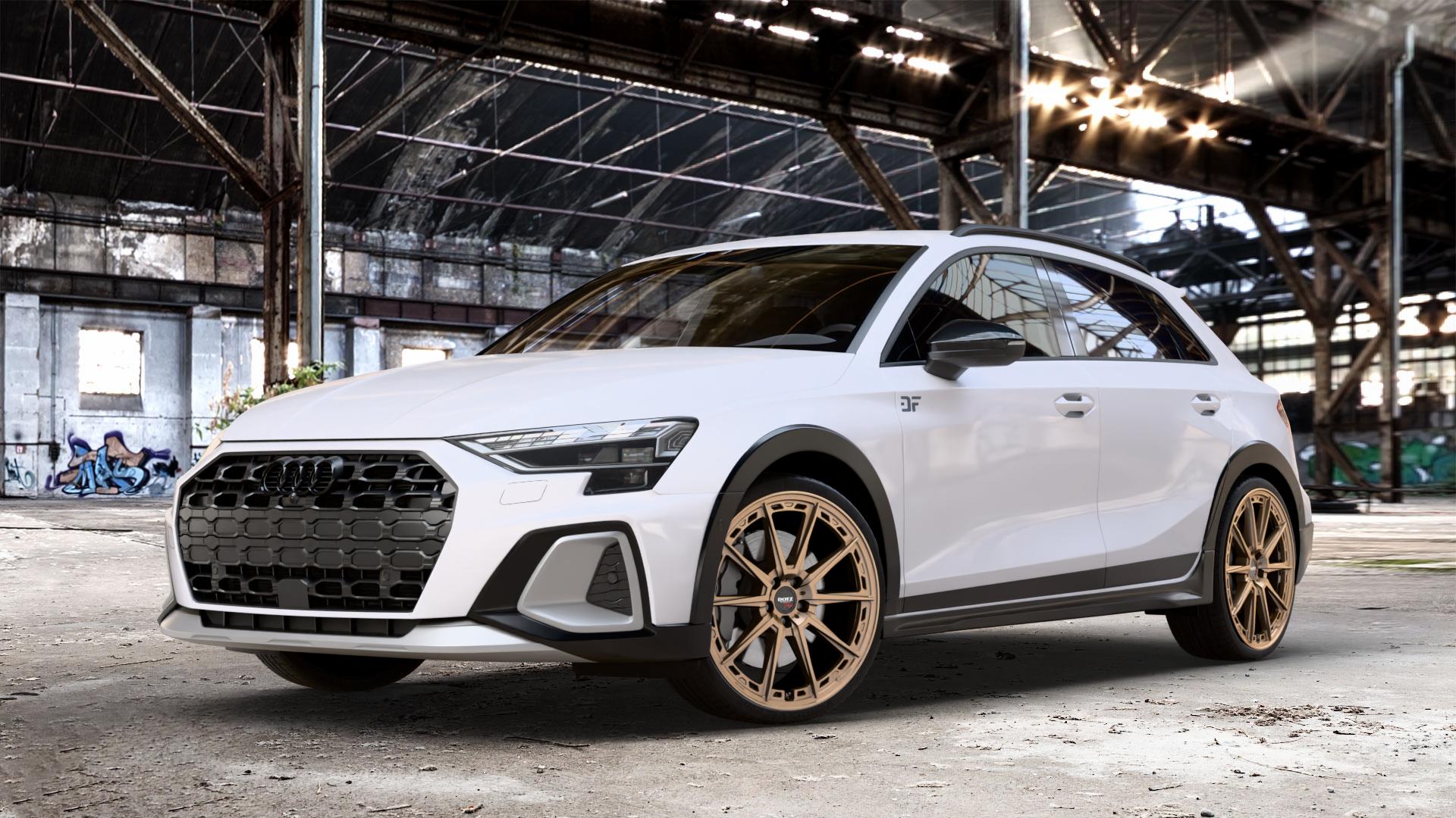 DOTZ SONOMA BRONZE MATT Felge mit Reifen in 20Zoll Winterfelge Alufelge auf weissem Audi A3 Typ GY (Allstreet) ⬇️ mit 15mm Tieferlegung ⬇️ Old Industrial Hall_max_4400mm_2024 Frontansicht_1