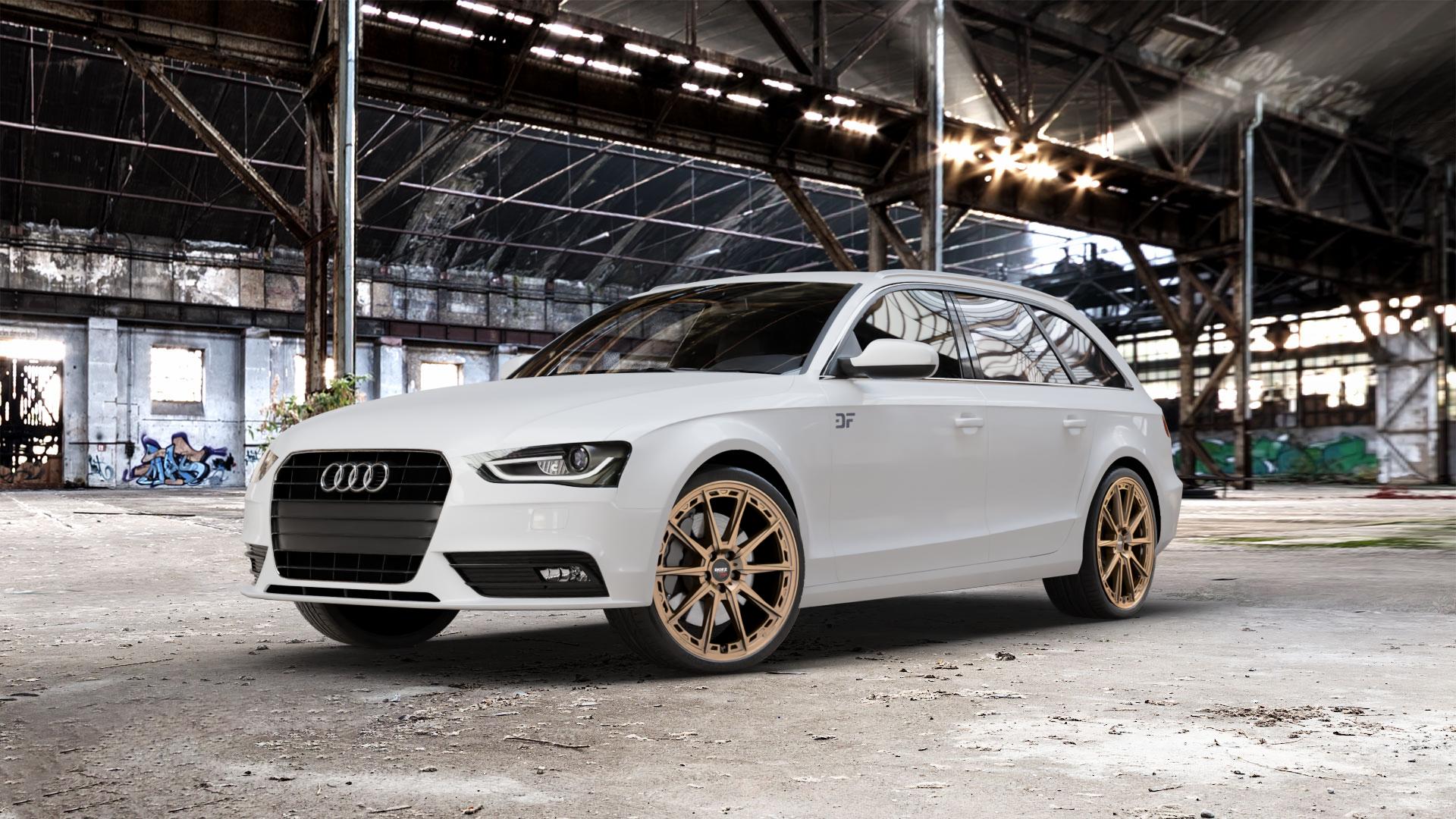 DOTZ SONOMA BRONZE MATT Felge mit Reifen in 20Zoll Winterfelge Alufelge auf weissem Audi A4 Typ 8K5/B8 (Avant) Facelift ⬇️ mit 15mm Tieferlegung ⬇️ Old Industrial Hall_max_5300mm_2024 Frontansicht_1