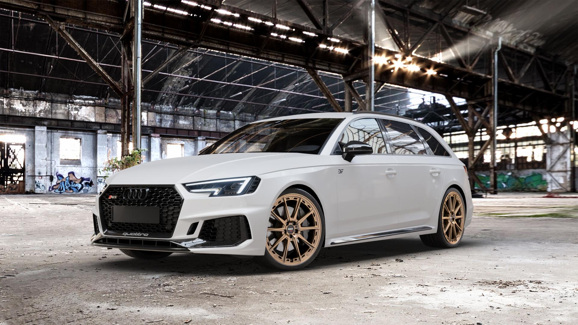 DOTZ SONOMA BRONZE MATT Felge mit Reifen in 20Zoll Winterfelge Alufelge auf weissem Audi A4 Typ B9 (Avant) 2,9l RS4 TFSI quattro 331kW (450 PS) ⬇️ mit 15mm Tieferlegung ⬇️ Old Industrial Hall_max_5300mm_2024 Frontansicht_1