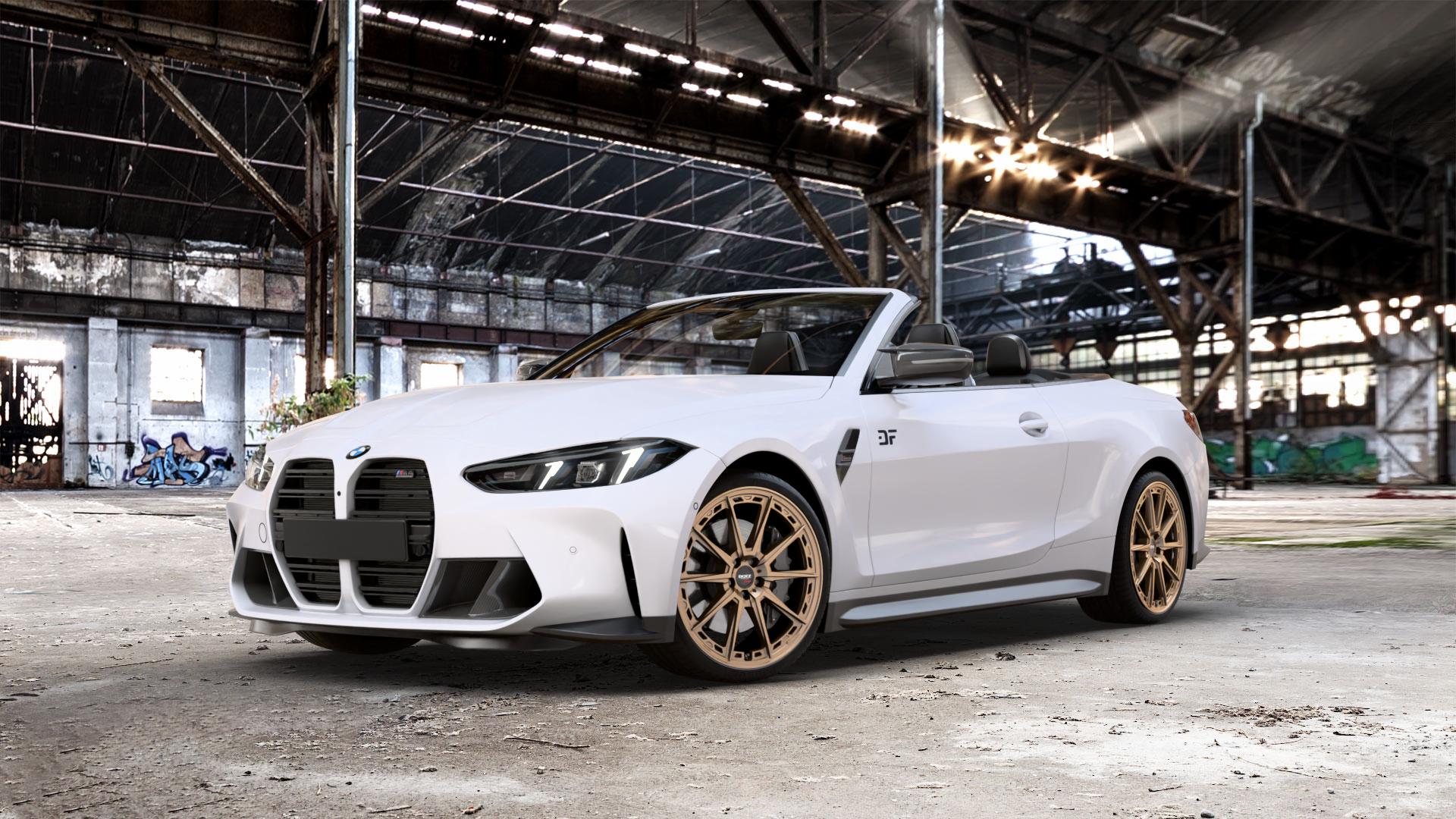 DOTZ SONOMA BRONZE MATT Felge mit Reifen in 20Zoll Winterfelge Alufelge auf weissem BMW M4 Typ G83 (Cabrio) Facelift 3,0l 390kW Competition xDrive (530 PS) ⬇️ mit 15mm Tieferlegung ⬇️ Old Industrial Hall_max_5300mm_2024 Frontansicht_1