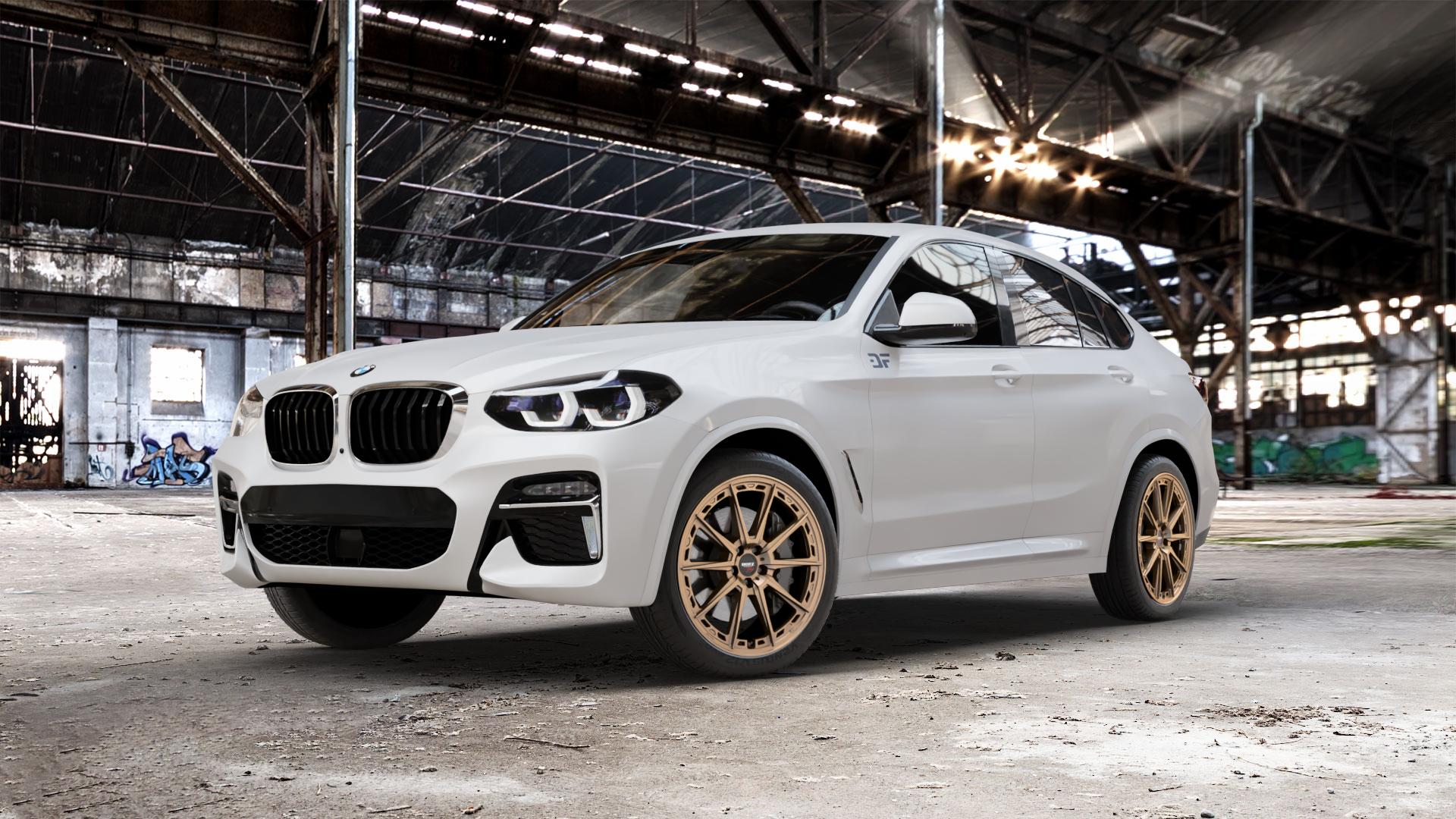 DOTZ SONOMA BRONZE MATT Felge mit Reifen in 20Zoll Winterfelge Alufelge auf weissem BMW X4 Typ G02 (G4X) ⬇️ mit 15mm Tieferlegung ⬇️ Old Industrial Hall_max_5300mm_2024 Frontansicht_1