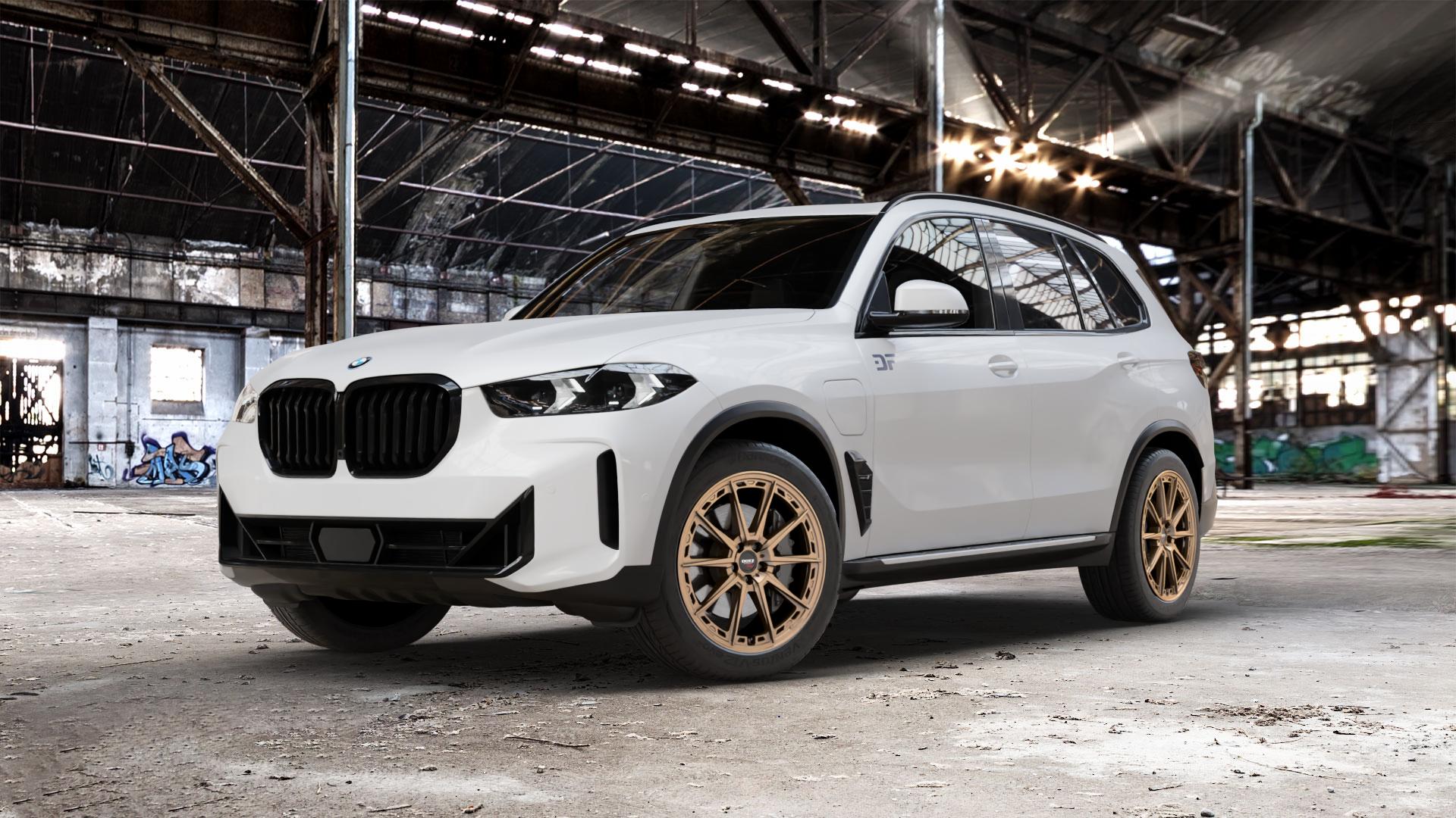 DOTZ SONOMA BRONZE MATT Felge mit Reifen in 20Zoll Winterfelge Alufelge auf weissem BMW X5 Typ G05 (G5X) Facelift ⬇️ mit 15mm Tieferlegung ⬇️ Old Industrial Hall_max_5300mm_2024 Frontansicht_1