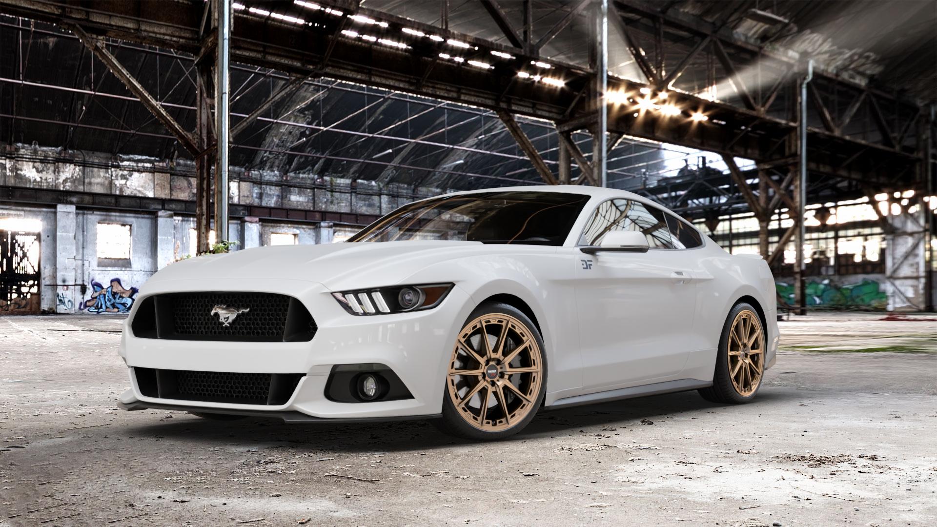 DOTZ SONOMA BRONZE MATT Felge mit Reifen in 20Zoll Winterfelge Alufelge auf weissem Ford Mustang VI Coupe Typ LAE Cabrio ⬇️ mit 15mm Tieferlegung ⬇️ Old Industrial Hall_max_5300mm_2024 Frontansicht_1
