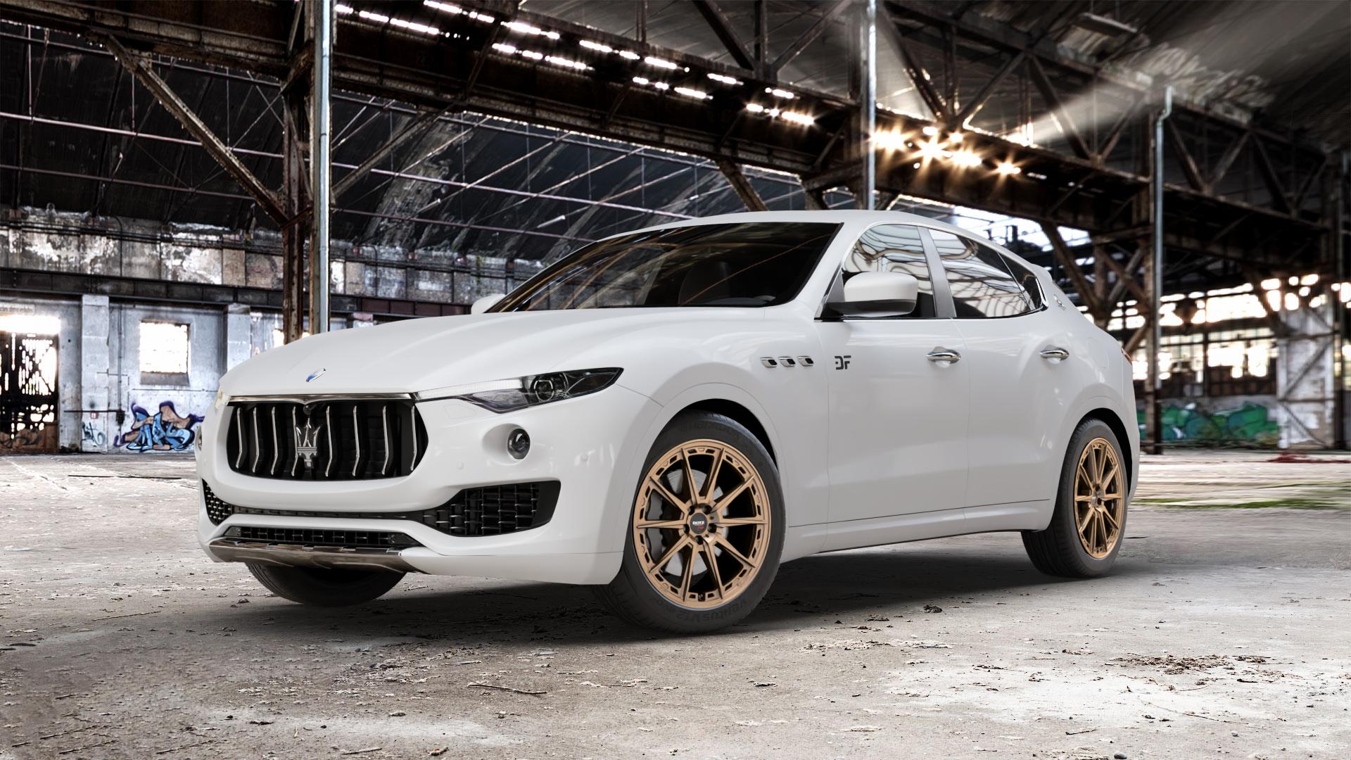 DOTZ SONOMA BRONZE MATT Felge mit Reifen in 20Zoll Winterfelge Alufelge auf weissem Maserati Levante Typ M156 ⬇️ mit 15mm Tieferlegung ⬇️ Old Industrial Hall_max_5300mm_2024 Frontansicht_1