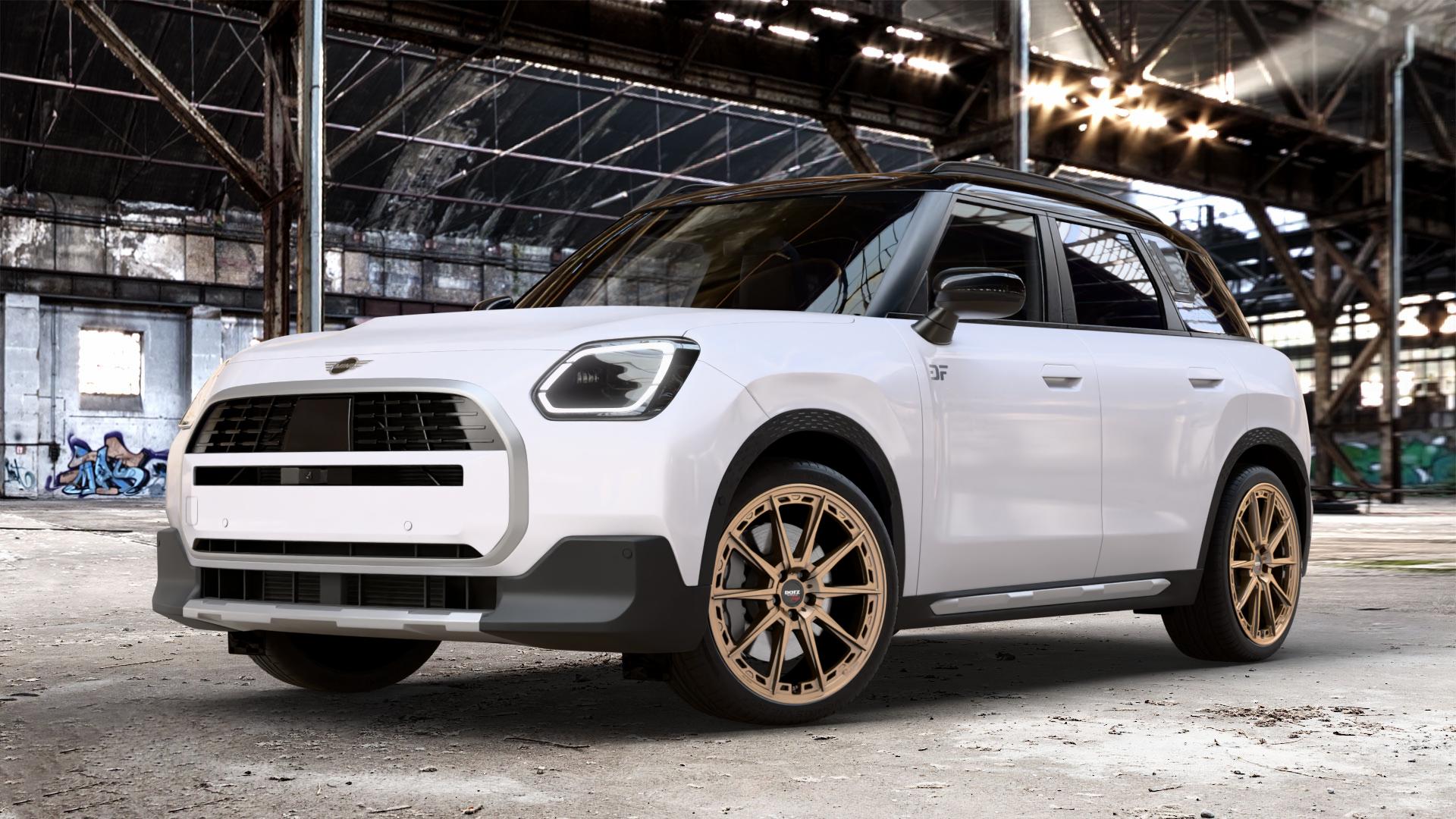 DOTZ SONOMA BRONZE MATT Felge mit Reifen in 20Zoll Winterfelge Alufelge auf weissem Mini U25 Typ UMX (Countryman) 1,5l C 100kW Mild-Hybrid (136 PS) 115kW (156 2,0l JCW ALL4 221kW (300 D 110kW (150 0,0l E 68kW (92 S 150kW (204 SE 104kW (141 ⬇️ mit 15mm Tieferlegung ⬇️ Old Industrial Hall_max_4400mm_2024 Frontansicht_1