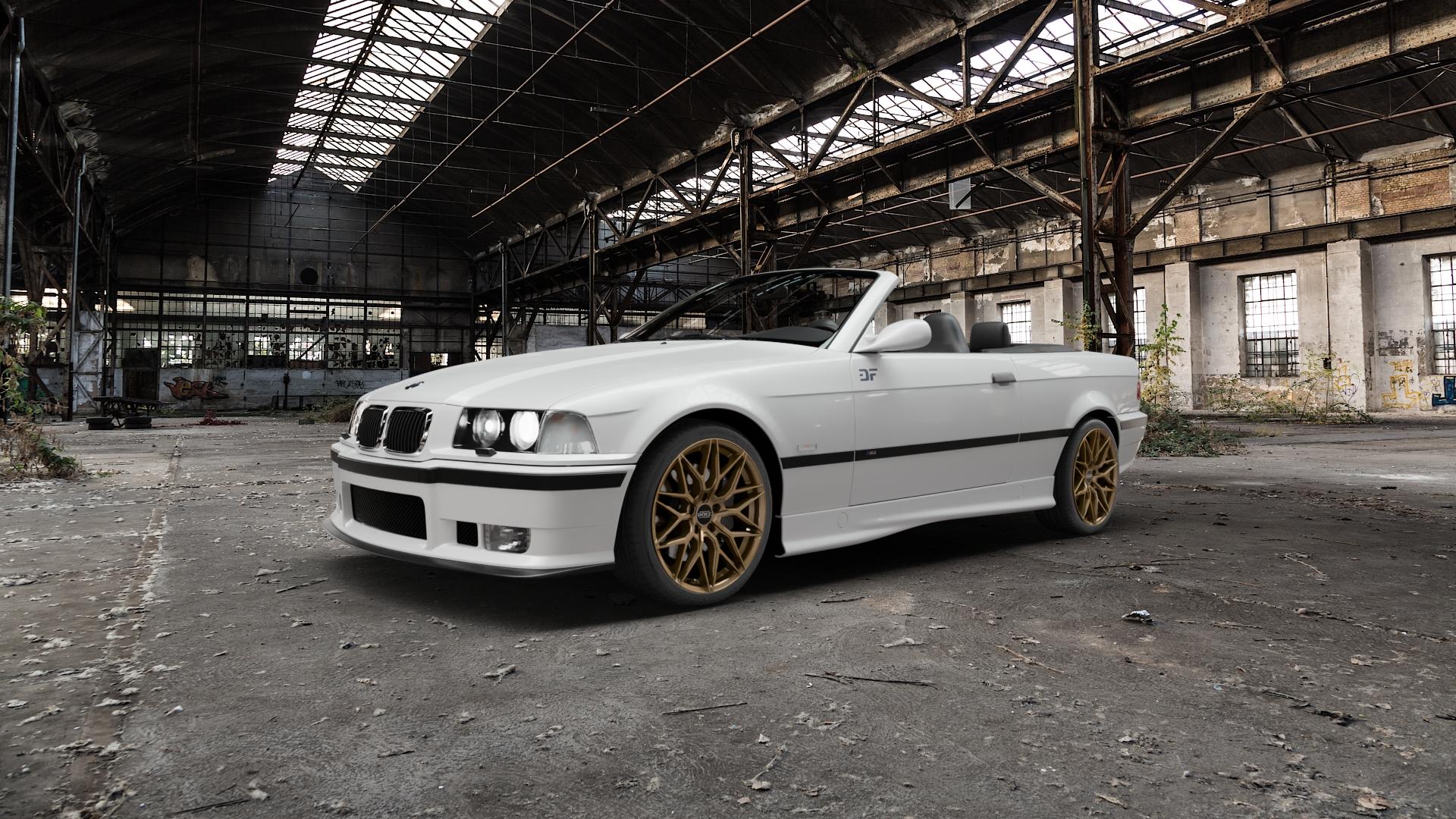 DOTZ SUZUKA BRONZE MATT Felge mit Reifen in 18Zoll Winterfelge Alufelge auf weissem BMW M3 Typ E36 (Cabrio) ⬇️ mit 15mm Tieferlegung ⬇️ Old Industrial Hall_max5000mm_2022 Frontansicht_1