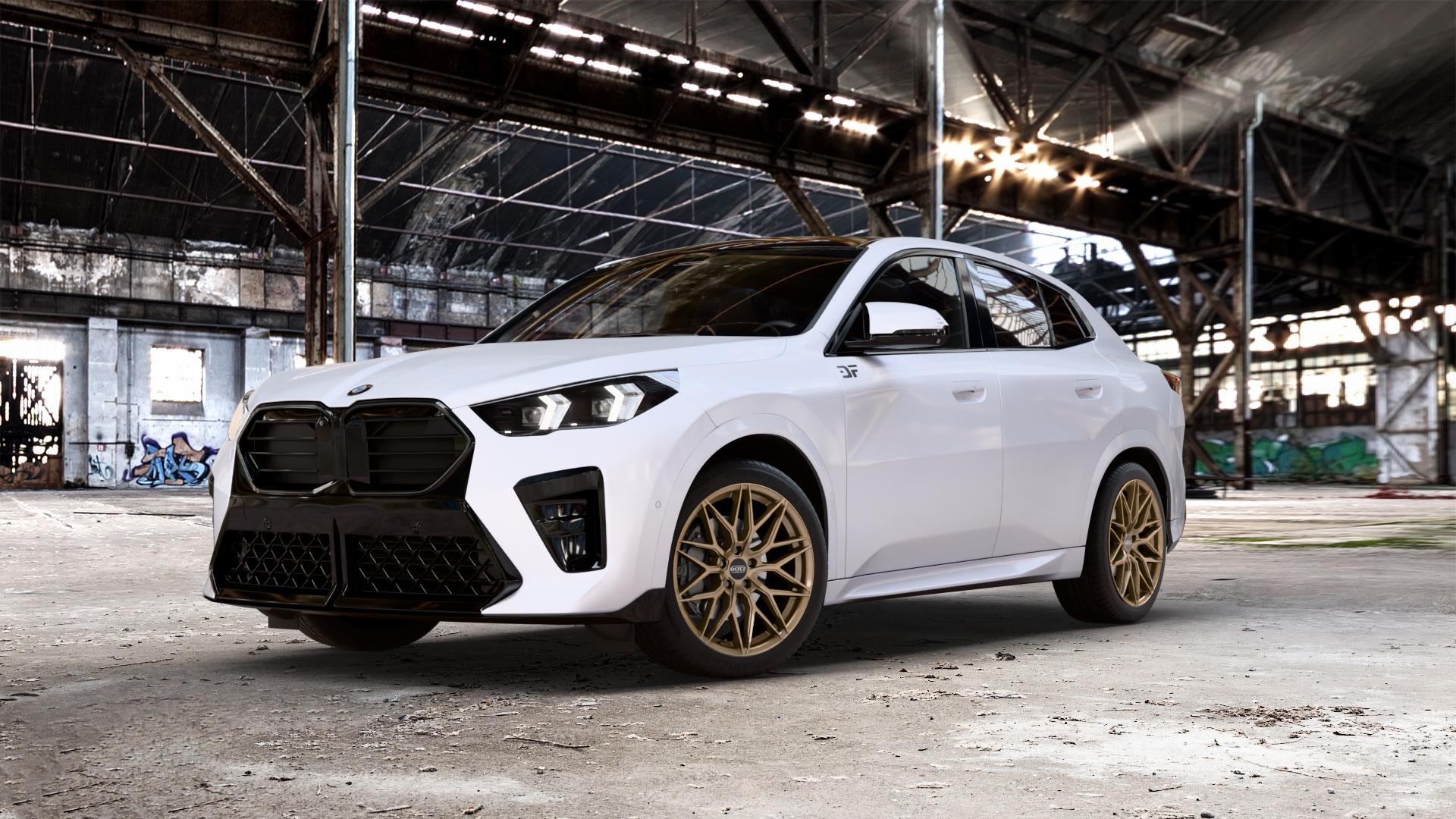 DOTZ SUZUKA BRONZE MATT Felge mit Reifen in 19Zoll Winterfelge Alufelge auf unilack weißem BMW X2 Typ U10 (U2X) 2,0l sDrive 18d 100kW (136 PS) 110kW (150 1,5l 20i Mild-Hybrid 115kW (156 xDrive20d ⬇️ mit 15mm Tieferlegung ⬇️ Old Industrial Hall_max_5300mm_2024 Frontansicht_1