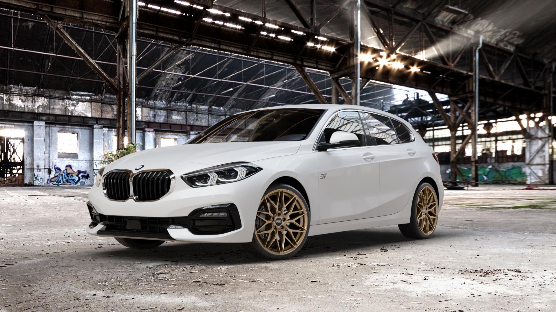 DOTZ SUZUKA BRONZE MATT Felge mit Reifen in 19Zoll Winterfelge Alufelge auf weissem BMW 1 M135i xDrive Typ F40 2,0l 225kW (306 PS) 116d 1,5l 85kW (116 118d 110kW (150 100kW (136 118i 103kW (140 120d 140kW (190 116i 80kW (109 120i 131kW (178 128t ⬇️ mit 15mm Tieferlegung ⬇️ Old Industrial Hall_max_5300mm_2024 Frontansicht_1