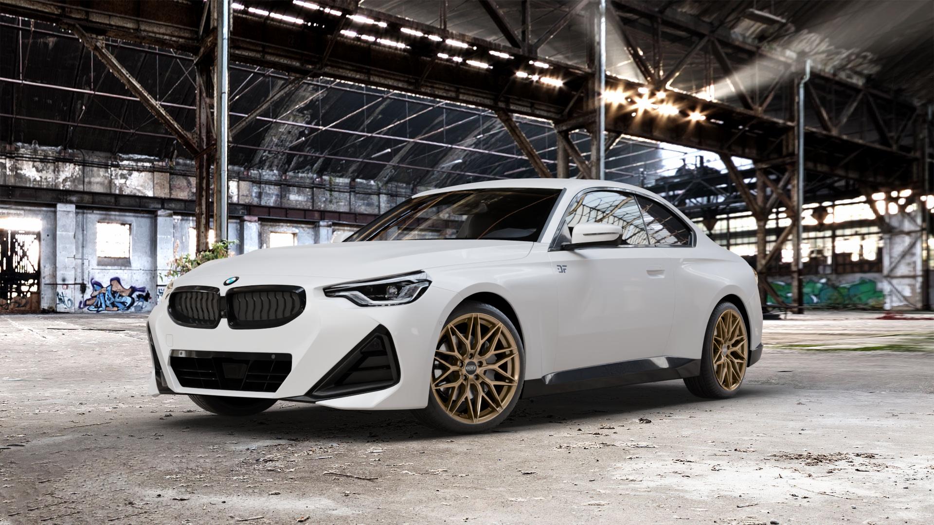 DOTZ SUZUKA BRONZE MATT Felge mit Reifen in 19Zoll Winterfelge Alufelge auf weissem BMW 2er G42 Coupé (G2C) ⬇️ mit 15mm Tieferlegung ⬇️ Old Industrial Hall_max_5300mm_2024 Frontansicht_1