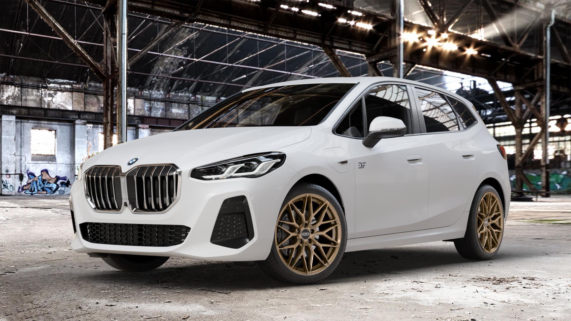 DOTZ SUZUKA BRONZE MATT Felge mit Reifen in 19Zoll Winterfelge Alufelge auf weissem BMW 2er U06 Active Tourer (U2AT) ⬇️ mit 15mm Tieferlegung ⬇️ Old Industrial Hall_max_4400mm_2024 Frontansicht_1