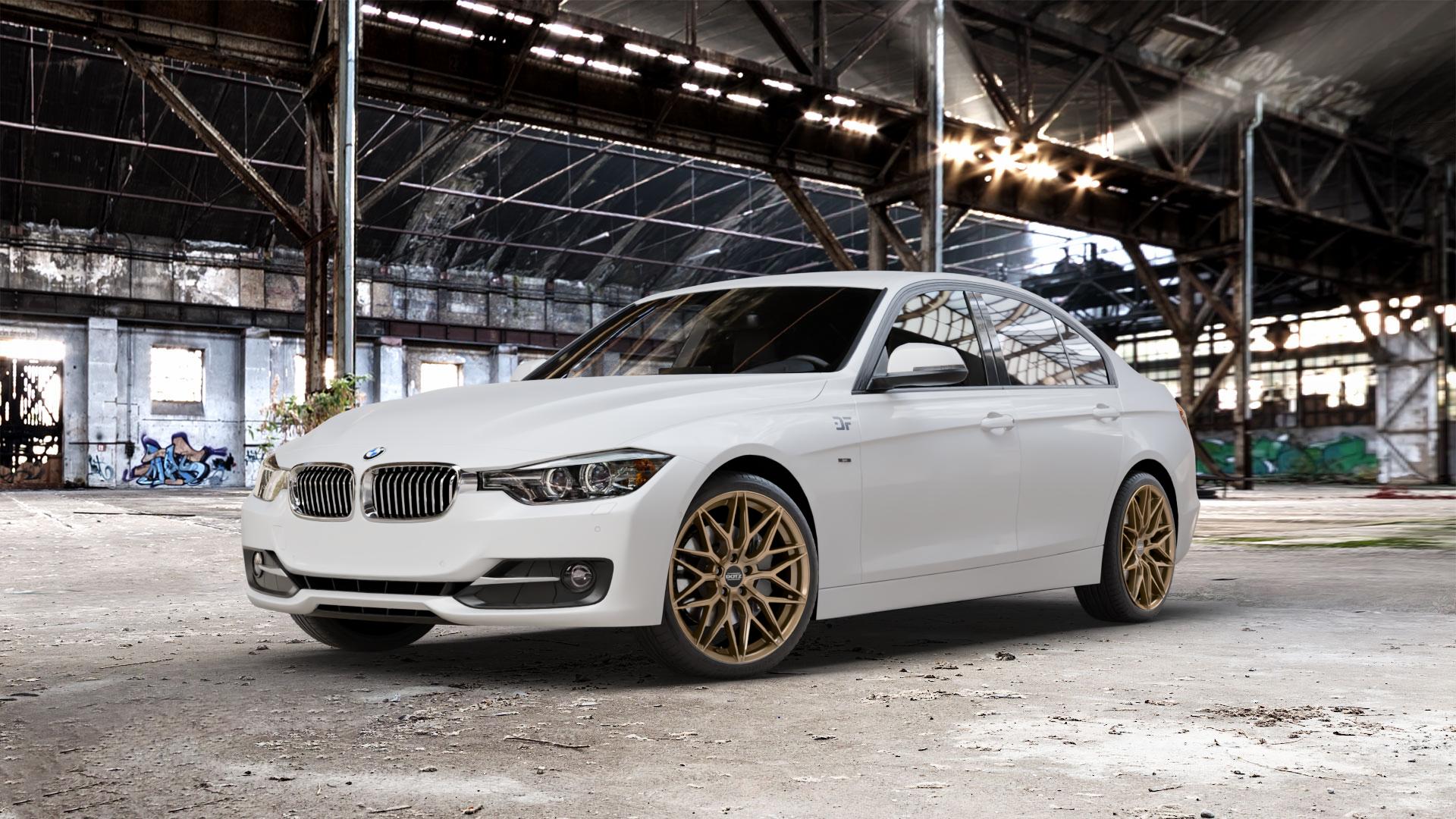 DOTZ SUZUKA BRONZE MATT Felge mit Reifen in 19Zoll Winterfelge Alufelge auf weissem BMW 320i Typ F30 (Limousine) 328i 335i 320d 318d 316d 316i 330d xDrive EffDyn Edition 325d 335d ActiveHybrid 3L (F30) 318i 330i 340i 330e iPerformance 3er Limous ⬇️ mit 15mm Tieferlegung ⬇️ Old Industrial Hall_max_5300mm_2024 Frontansicht_1