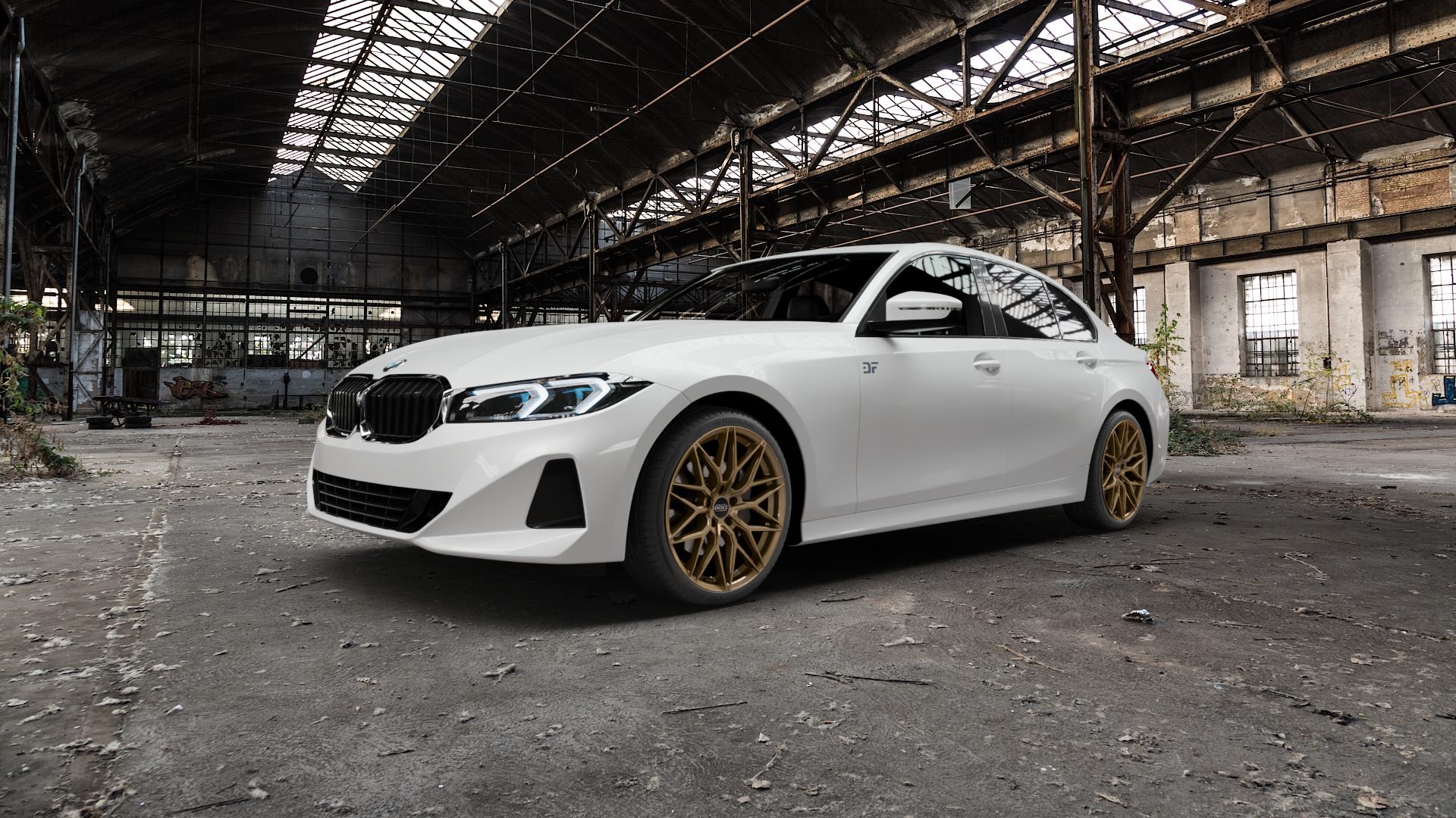 DOTZ SUZUKA BRONZE MATT Felge mit Reifen in 19Zoll Winterfelge Alufelge auf weissem BMW 3er G20 Limousine (G3L) Facelift ⬇️ mit 15mm Tieferlegung ⬇️ Old Industrial Hall_max5000mm_2022 Frontansicht_1