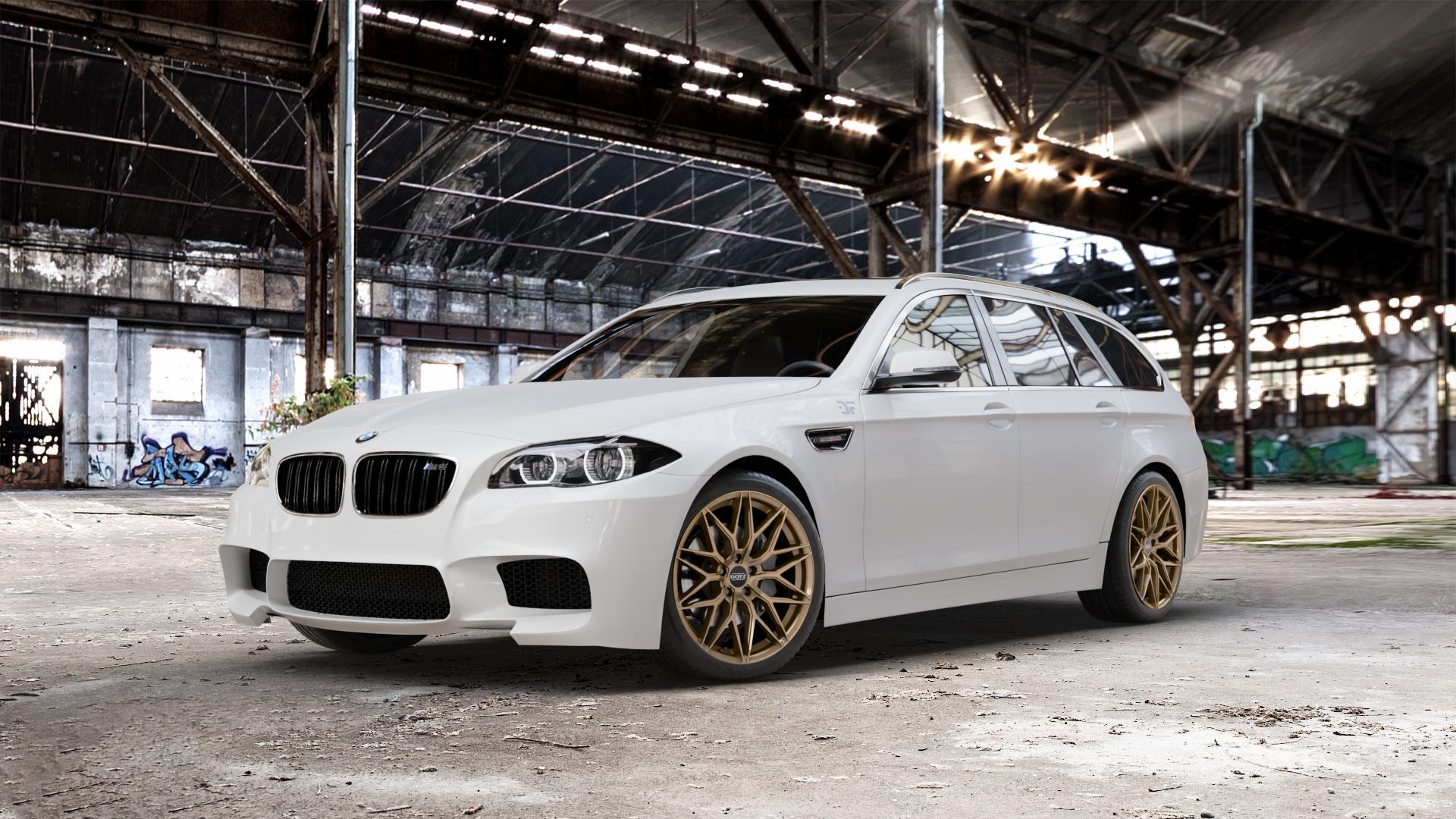 DOTZ SUZUKA BRONZE MATT Felge mit Reifen in 19Zoll Winterfelge Alufelge auf weissem BMW M550d xDrive Typ F11 (Touring) 3,0l 280kW (381 PS) ⬇️ mit 15mm Tieferlegung ⬇️ Old Industrial Hall_max_5300mm_2024 Frontansicht_1