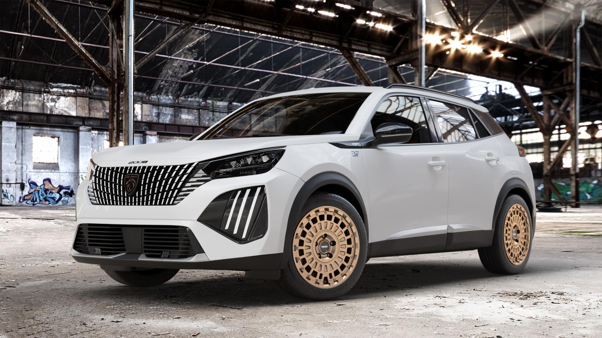 DOTZ TALARA BRONZE MATT Felge mit Reifen in 18Zoll Winterfelge Alufelge auf weissem Peugeot 2008 Typ U Facelift ⬇️ mit 15mm Tieferlegung ⬇️ Old Industrial Hall_max_4400mm_2024 Frontansicht_1