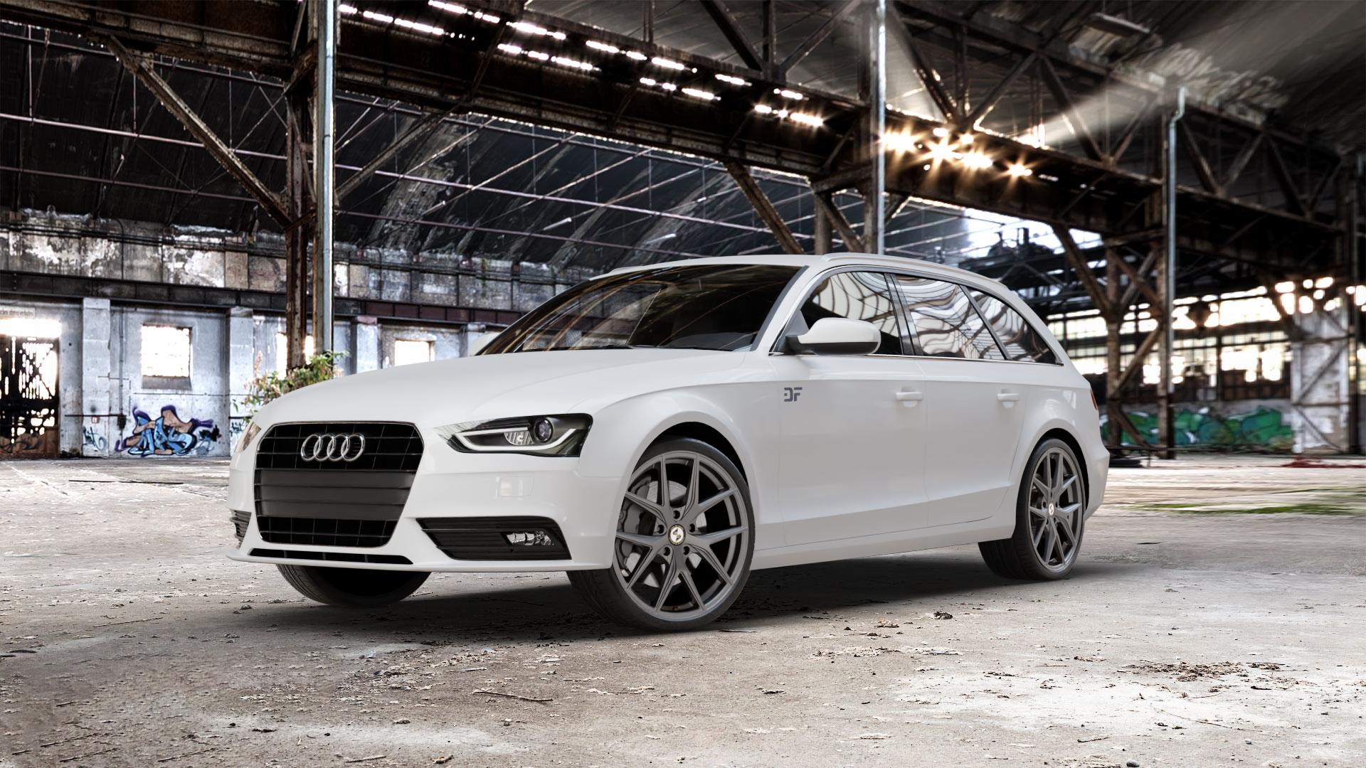etabeta GRi-N Anthracite matt Felge mit Reifen grau anthrazit in 20Zoll Winterfelge Alufelge auf weissem Audi A4 Typ 8K5/B8 (Avant) Facelift ⬇️ mit 15mm Tieferlegung ⬇️ Old Industrial Hall_max_5300mm_2024 Frontansicht_1