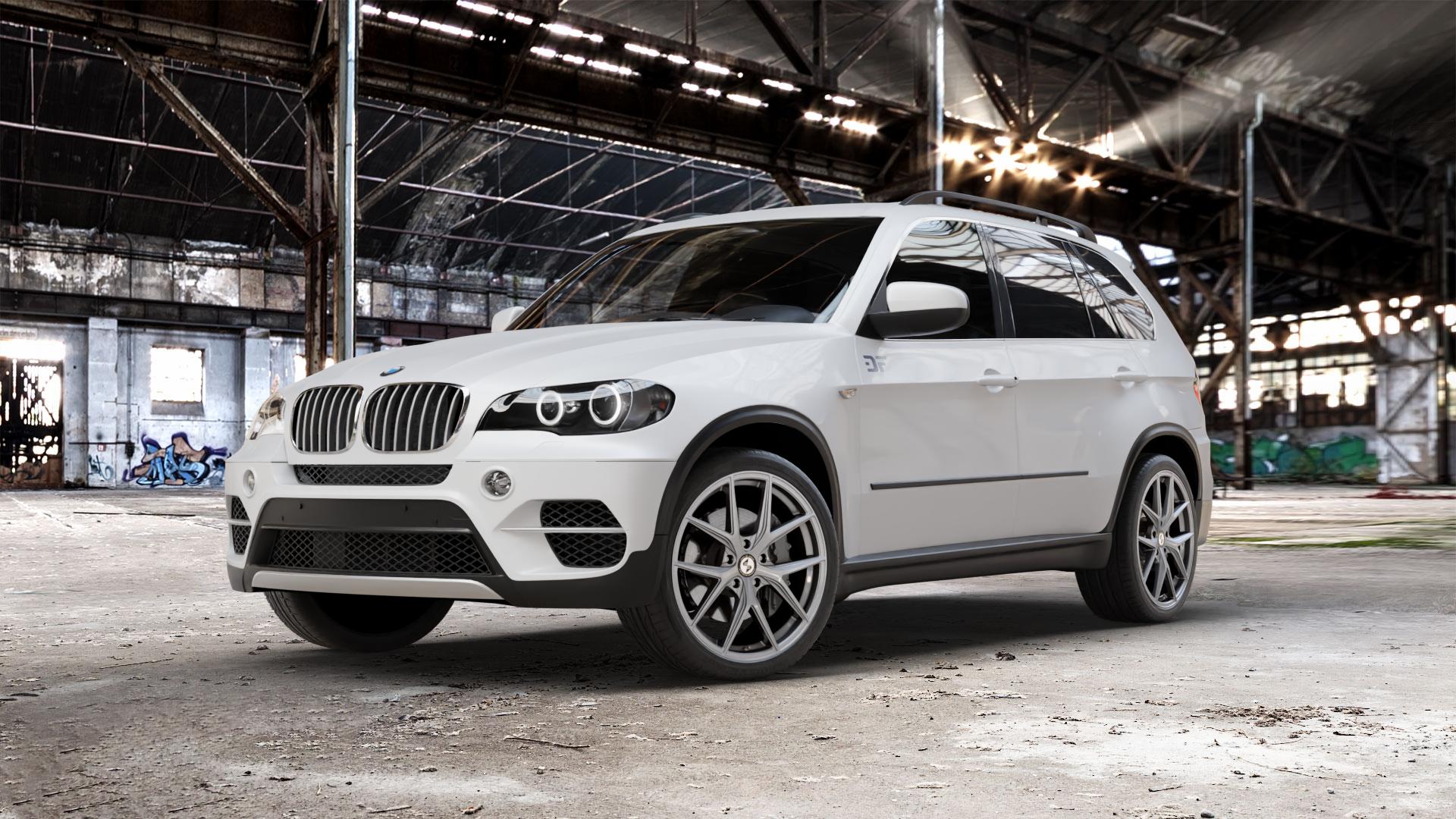 etabeta GRi-N Silver Felge mit Reifen silber in 21Zoll Winterfelge Alufelge auf weissem BMW X5 Typ E70 (X70, X5, X-N1) ⬇️ mit 15mm Tieferlegung ⬇️ Old Industrial Hall_max_5300mm_2024 Frontansicht_1