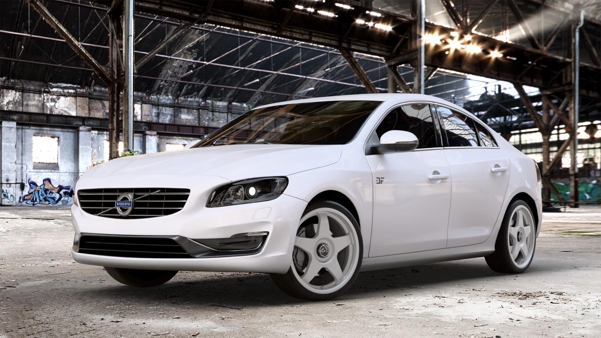 fifteen52 Chicane Speed Silver Felge mit Reifen silber in 19Zoll Winterfelge Alufelge auf weissem Volvo S60 II Typ F ⬇️ mit 15mm Tieferlegung ⬇️ Old Industrial Hall_max_4400mm_2024 Frontansicht_1
