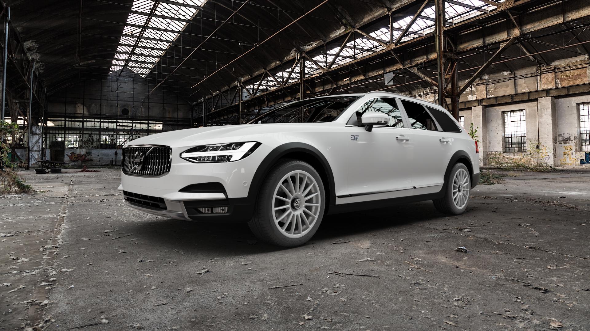 fifteen52 Podium Speed Silver Felge mit Reifen silber in 19Zoll Winterfelge Alufelge auf weissem Volvo V90 II Cross Country Typ P ⬇️ mit 15mm Tieferlegung ⬇️ Old Industrial Hall_max5000mm_2022 Frontansicht_1
