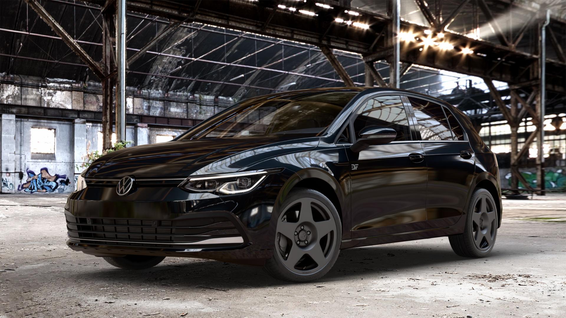 fifteen52 Tarmac Asphalt Black Felge mit Reifen schwarz in 18Zoll Winterfelge Alufelge auf metallic schwarzem Volkswagen (VW) Golf 8 1,5l TSI 96kW (131 PS) 110kW (150 2,0l TDI 85kW (116 Mild-Hybrid 1,0l 81kW (110 66kW (90 1,4l Hybrid TGI 4Motion 140kW (190 ⬇️ mit 15mm Tieferlegung ⬇️ Old Industrial Hall_max_4400mm_2024 Frontansicht_1