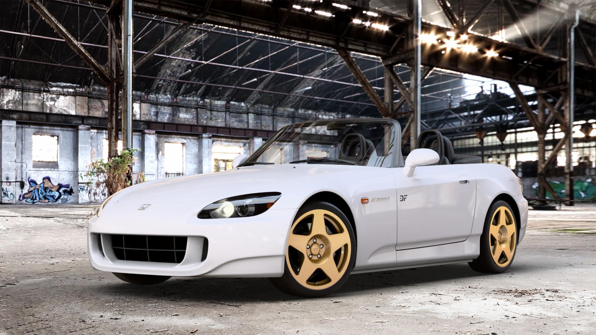 fifteen52 Tarmac Gold Felge mit Reifen in 18Zoll Winterfelge Alufelge auf weissem Honda S2000 (AP2) 2,0l 177kW (241 PS) ⬇️ mit 15mm Tieferlegung ⬇️ Old Industrial Hall_max_4400mm_2024 Frontansicht_1