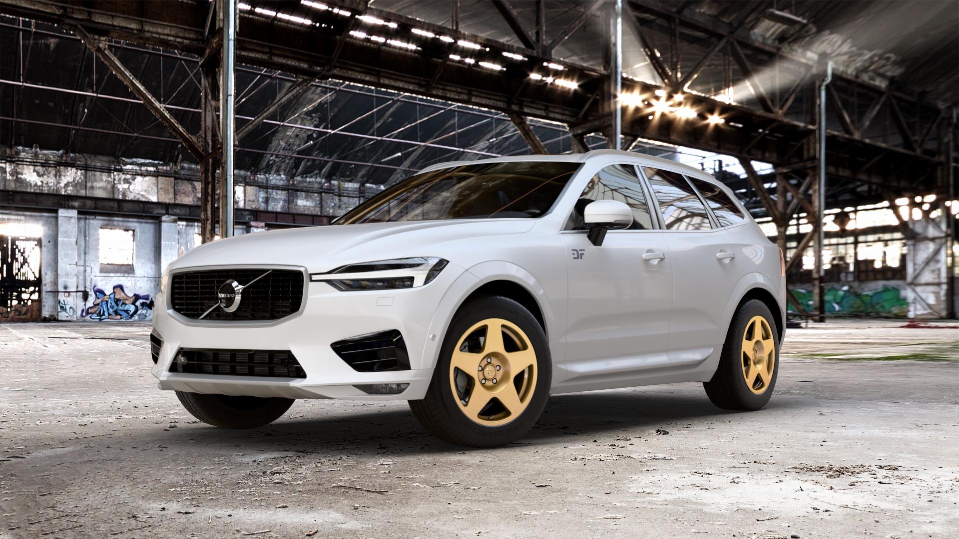 fifteen52 Tarmac Gold Felge mit Reifen in 18Zoll Winterfelge Alufelge auf weissem Volvo XC60 Typ U ⬇️ mit 15mm Tieferlegung ⬇️ Old Industrial Hall_max_5300mm_2024 Frontansicht_1