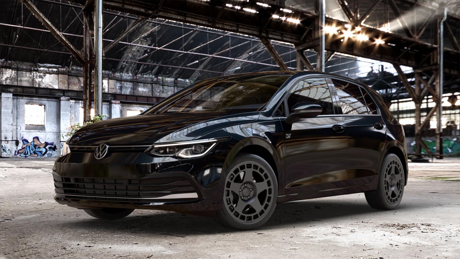 fifteen52 Turbomac Asphalt Black Felge mit Reifen schwarz in 18Zoll Winterfelge Alufelge auf metallic schwarzem Volkswagen (VW) Golf 8 1,5l TSI 96kW (131 PS) 110kW (150 2,0l TDI 85kW (116 Mild-Hybrid 1,0l 81kW (110 66kW (90 1,4l Hybrid TGI 4Motion 140kW (190 ⬇️ mit 15mm Tieferlegung ⬇️ Old Industrial Hall_max_4400mm_2024 Frontansicht_1