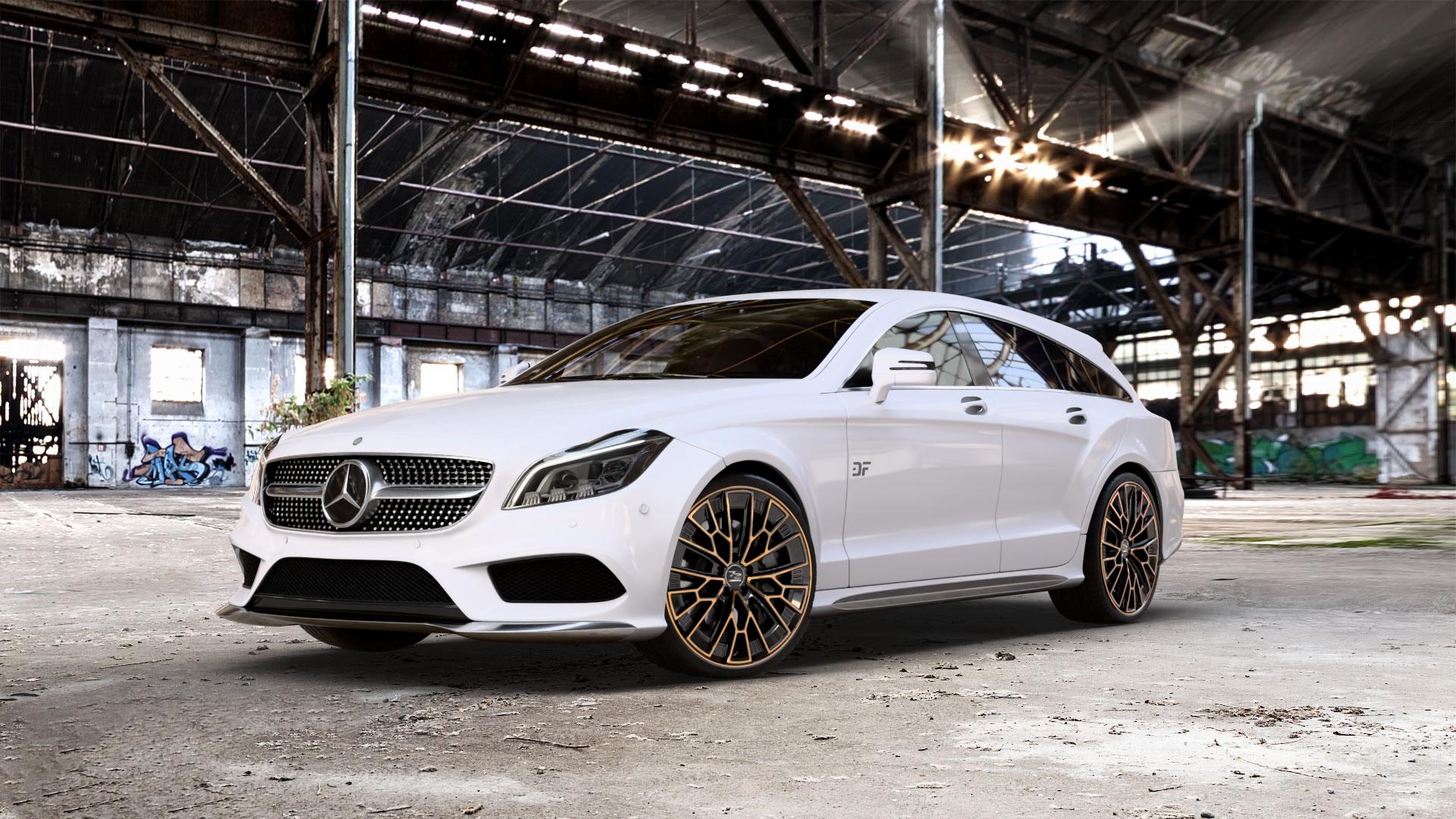 Fondmetal 1972 GLOSSY BLACK BRONZE MACHINED Felge mit Reifen schwarz in 20Zoll Winterfelge Alufelge auf weissem Mercedes CLS Typ X218 Shooting Brake 2,1l 250 CDI 150kW (204 PS) 3,0l 350 195kW (265 4Matic 3,5l 225kW (306 4,7l 500 300kW (408 5,5l 63 AMG 410kW (557 4-Matic 43 ⬇️ mit 15mm Tieferlegung ⬇️ Old Industrial Hall_max_5300mm_2024 Frontansicht_1