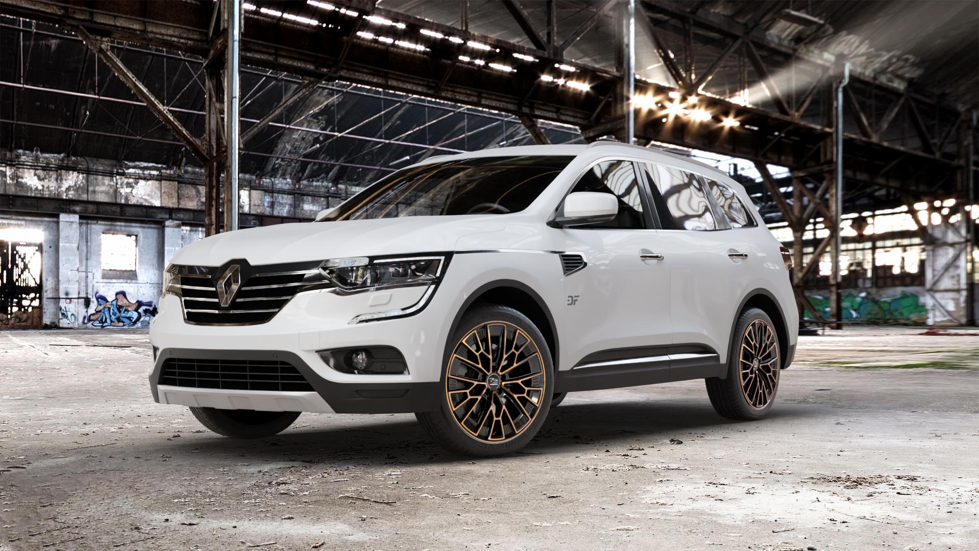 Fondmetal 1972 GLOSSY BLACK BRONZE MACHINED Felge mit Reifen schwarz in 20Zoll Winterfelge Alufelge auf weissem Renault Koleos II Typ RZG ⬇️ mit 15mm Tieferlegung ⬇️ Old Industrial Hall_max_5300mm_2024 Frontansicht_1