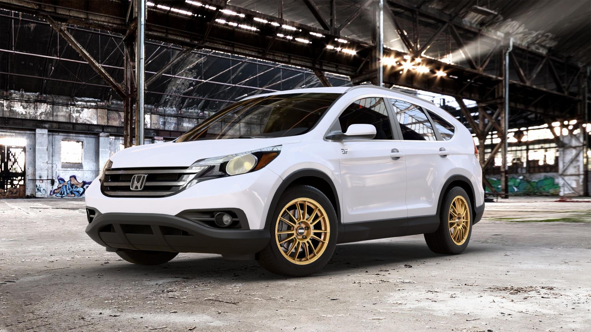 Fondmetal 9RR GLOSSY GOLD Felge mit Reifen in 18Zoll Winterfelge Alufelge auf weissem Honda CR-V IV (RE5, RE6) 2,2l i-DTEC (RE6) 110kW 4WD (150 PS) 2,0l i-VTEC (RE5) 114kW (155 2WD 1,6l 88kW (120 BiTurbo 118kW (160 ⬇️ mit 15mm Tieferlegung ⬇️ Old Industrial Hall_max_5300mm_2024 Frontansicht_1