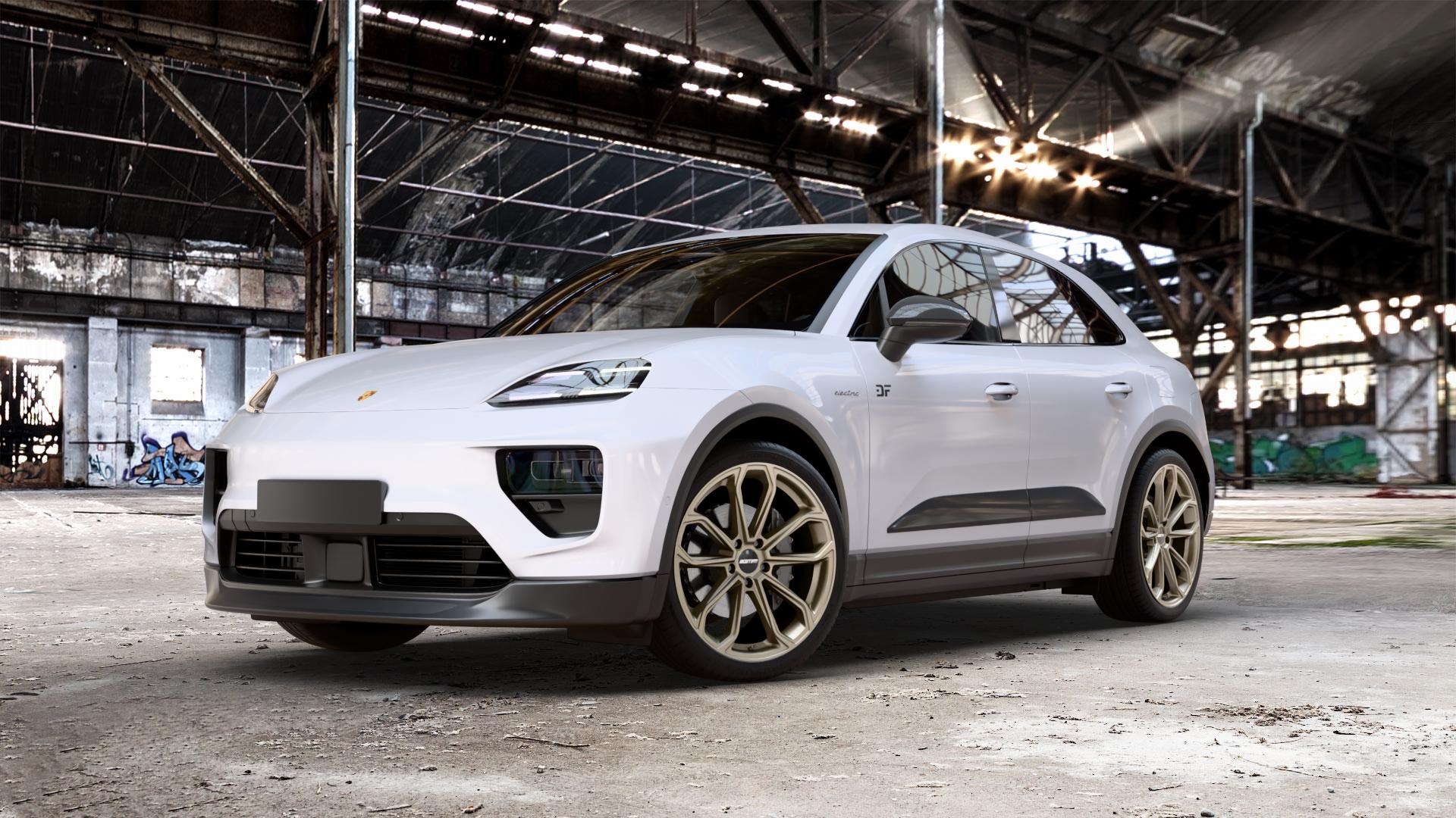 GMP Italia Furiosa Metal Bronze Felge mit Reifen in 22Zoll Winterfelge Alufelge auf Weiss Uni Porsche Macan Typ XA ⬇️ mit 15mm Tieferlegung ⬇️ Old Industrial Hall_max_5300mm_2024 Frontansicht_1