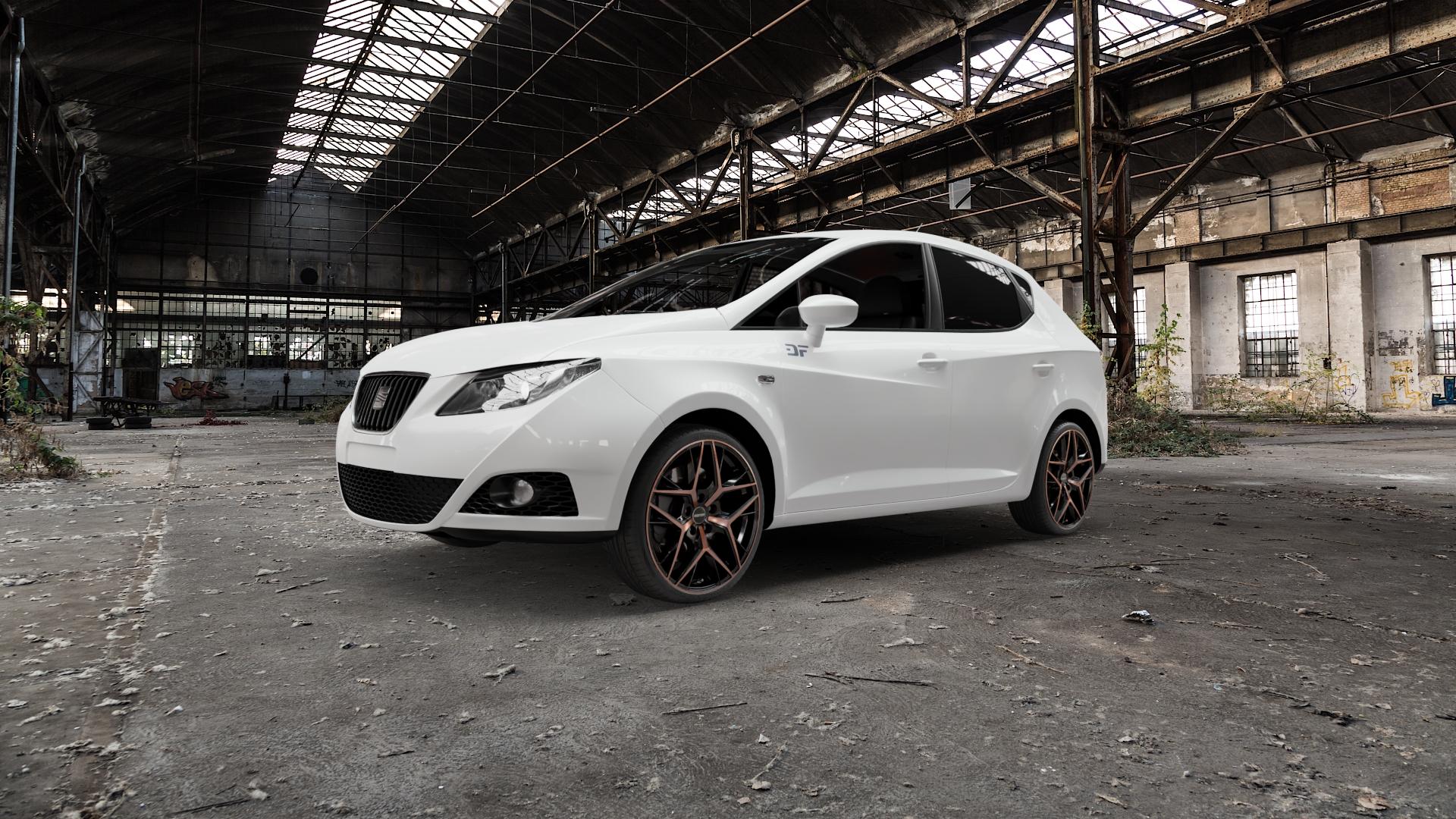 GMP Italia Lunica Luci Di Portofino Felge mit Reifen schwarz bronze in 18Zoll Alufelge auf weissem Seat Ibiza IV Typ 6J ST Facelift ⬇️ mit 15mm Tieferlegung ⬇️ Old Industrial Hall_max5000mm_2022 Frontansicht_1