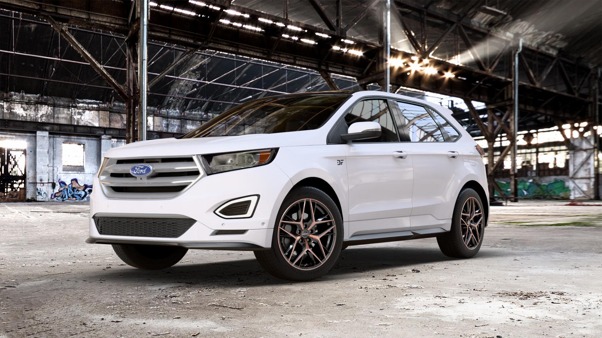 GMP Italia Lunica Luci Di Portofino Felge mit Reifen schwarz bronze in 19Zoll Alufelge auf weissem Ford Edge Typ SBF 2,0l TDCi AWD 132kW (179 PS) 155kW (211 ⬇️ mit 15mm Tieferlegung ⬇️ Old Industrial Hall_max_5300mm_2024 Frontansicht_1