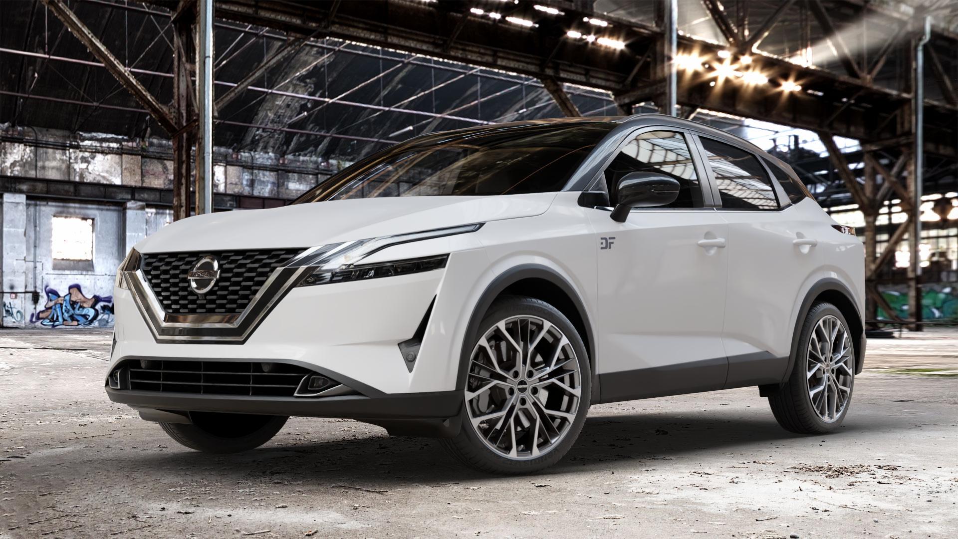 GMP Italia MATISSE Anthr. matt diamond Felge mit Reifen grau anthrazit in 20Zoll Winterfelge Alufelge auf weissem Nissan Qashqai Typ J12 ⬇️ mit 15mm Tieferlegung ⬇️ Old Industrial Hall_max_4400mm_2024 Frontansicht_1