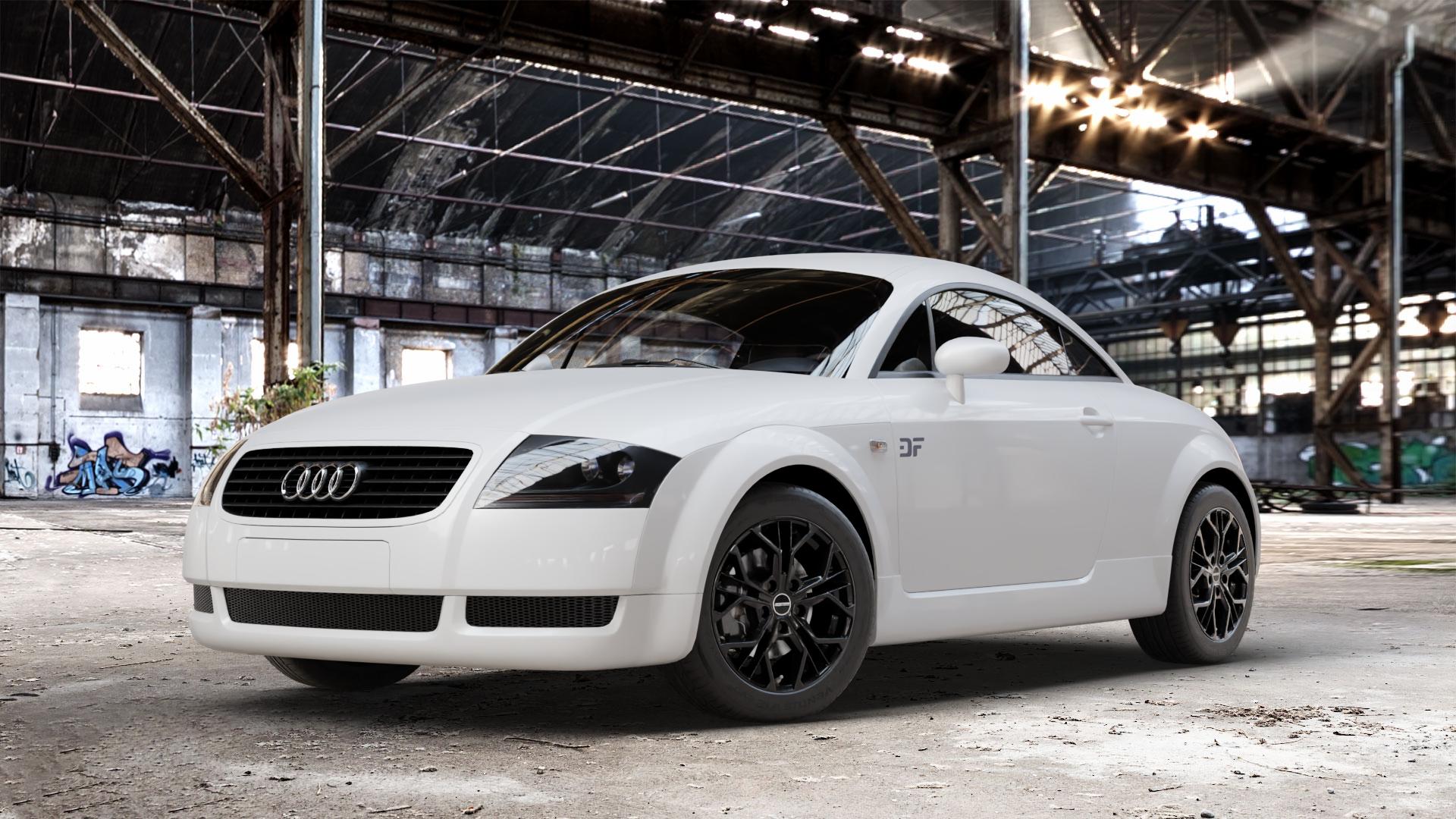 GMP Italia MATISSE Black glossy Felge mit Reifen schwarz in 16Zoll Winterfelge Alufelge auf weissem Audi TT I Typ 8N (Coupé) 1,8l T 110kW (150 PS) 132kW (179 120kW (163 140kW (190 quattro 165kW (224 176kW (239 3,2l VR6 184kW (250 ⬇️ mit 15mm Tieferlegung ⬇️ Old Industrial Hall_max_4400mm_2024 Frontansicht_1