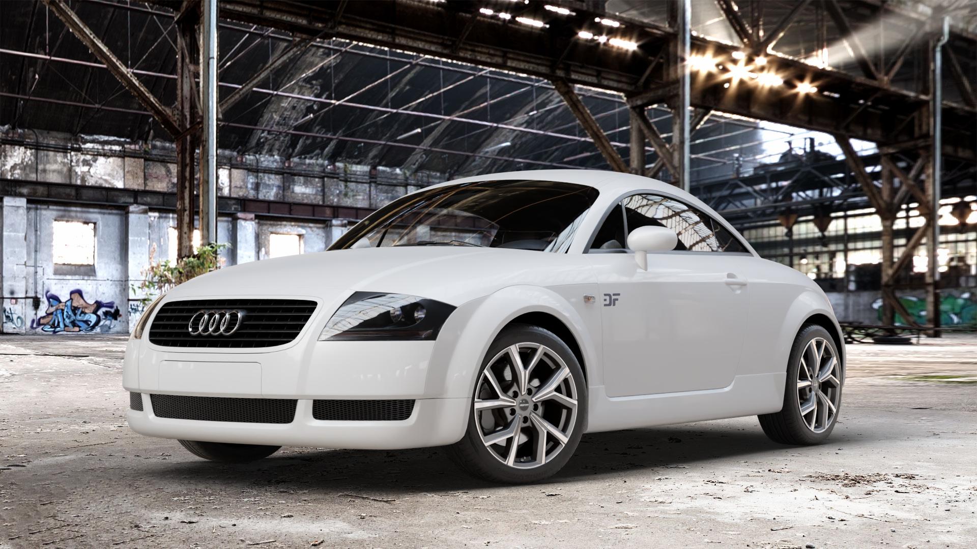 GMP Italia Mentor Anthr. matt diamond Felge mit Reifen grau anthrazit in 17Zoll Winterfelge Alufelge auf weissem Audi TT I Typ 8N (Coupé) 1,8l T 110kW (150 PS) 132kW (179 120kW (163 140kW (190 quattro 165kW (224 176kW (239 3,2l VR6 184kW (250 ⬇️ mit 15mm Tieferlegung ⬇️ Old Industrial Hall_max_4400mm_2024 Frontansicht_1