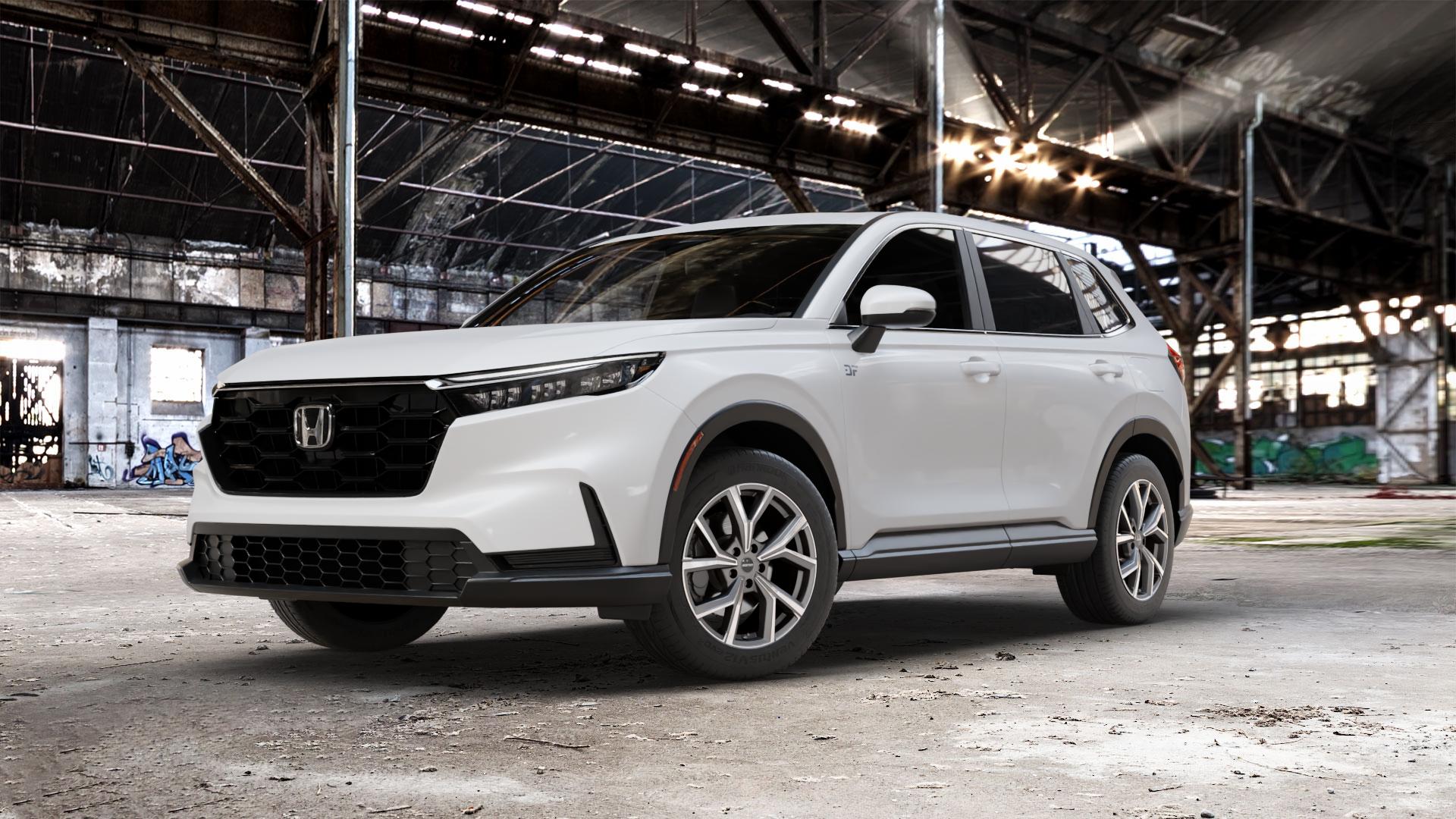 GMP Italia Mentor Anthr. matt diamond Felge mit Reifen grau anthrazit in 18Zoll Winterfelge Alufelge auf weissem Honda CR-V VI (RS) ⬇️ mit 15mm Tieferlegung ⬇️ Old Industrial Hall_max_5300mm_2024 Frontansicht_1