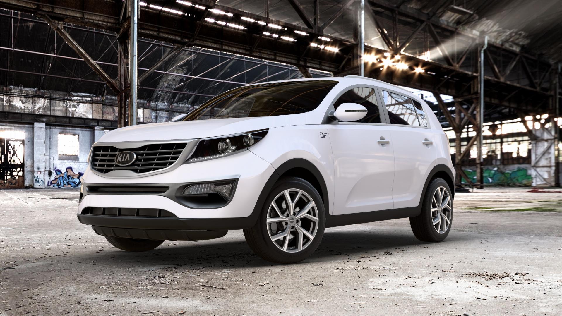 GMP Italia Mentor Anthr. matt diamond Felge mit Reifen grau anthrazit in 18Zoll Winterfelge Alufelge auf weissem Kia Sportage III Typ SL SLS Facelift ⬇️ mit 15mm Tieferlegung ⬇️ Old Industrial Hall_max_5300mm_2024 Frontansicht_1