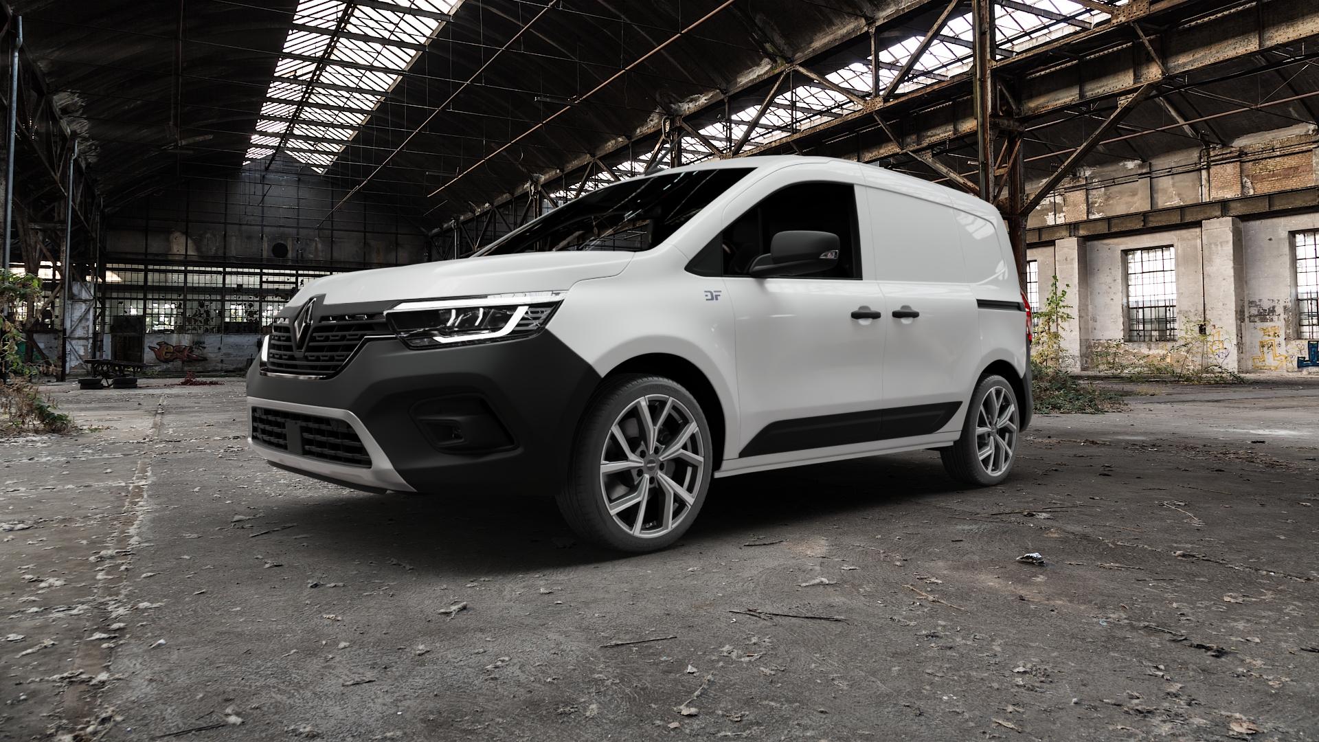GMP Italia Mentor Anthr. matt diamond Felge mit Reifen grau anthrazit in 18Zoll Winterfelge Alufelge auf weissem Renault Kangoo III Rapid Typ RFK ⬇️ mit 15mm Tieferlegung ⬇️ Old Industrial Hall_max5000mm_2022 Frontansicht_1