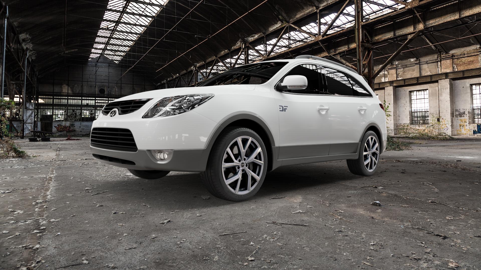 GMP Italia Mentor Anthr. matt diamond Felge mit Reifen grau anthrazit in 20Zoll Winterfelge Alufelge auf weissem Hyundai ix55 Typ EN ⬇️ mit 15mm Tieferlegung ⬇️ Old Industrial Hall_max5000mm_2022 Frontansicht_1