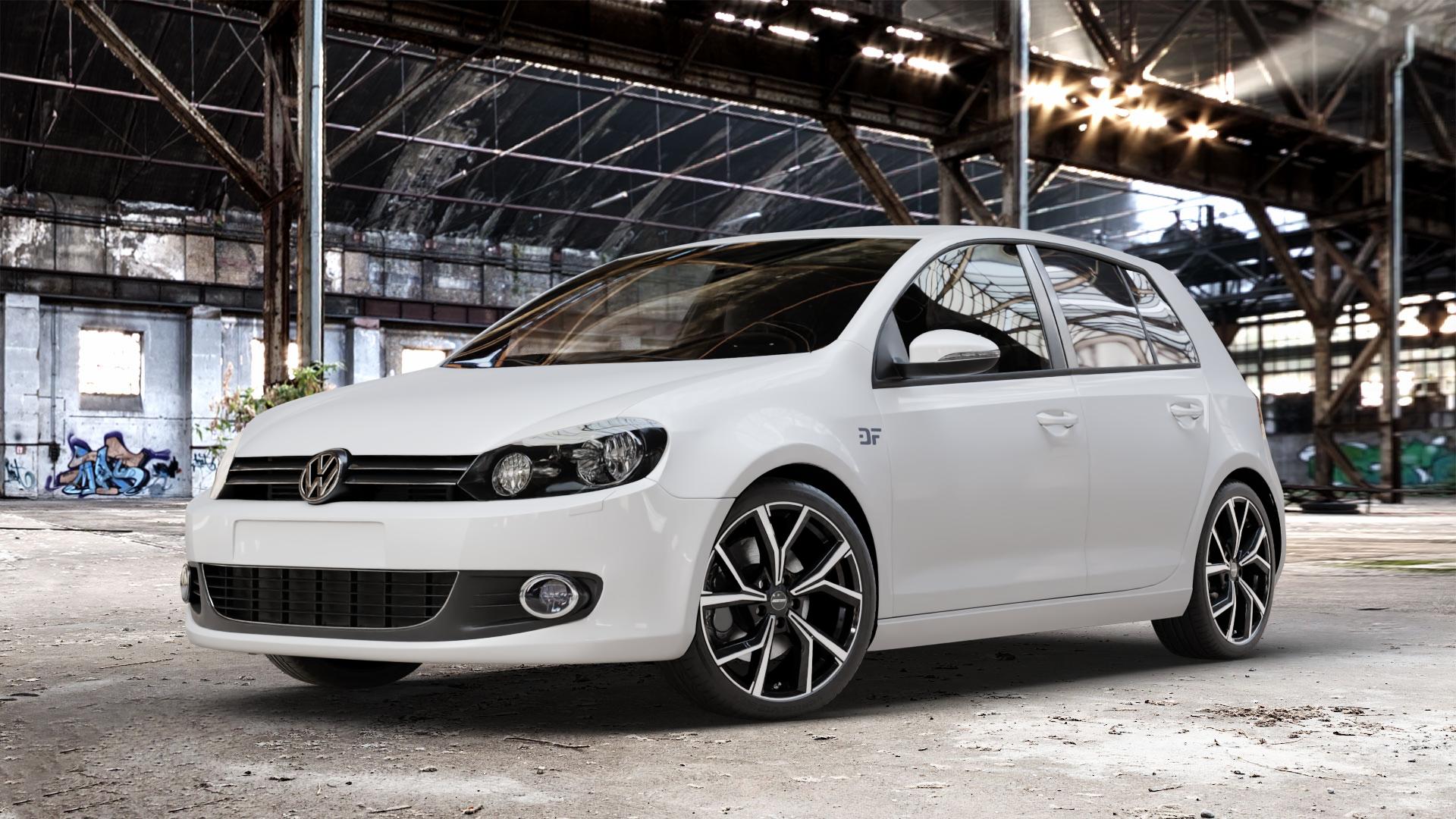 GMP Italia Mentor Black diamond Felge mit Reifen schwarz in 18Zoll Winterfelge Alufelge auf weissem Volkswagen (VW) Golf 6 1,4l 59kW (80 PS) 1,6l 75kW (102 TDI 77kW (105 2,0l 81kW (110 TSI 90kW (122 103kW (140 4motion 118kW (160 1,2l 63kW (86 1,8l 66kW (90 BiFu ⬇️ mit 15mm Tieferlegung ⬇️ Old Industrial Hall_max_4400mm_2024 Frontansicht_1