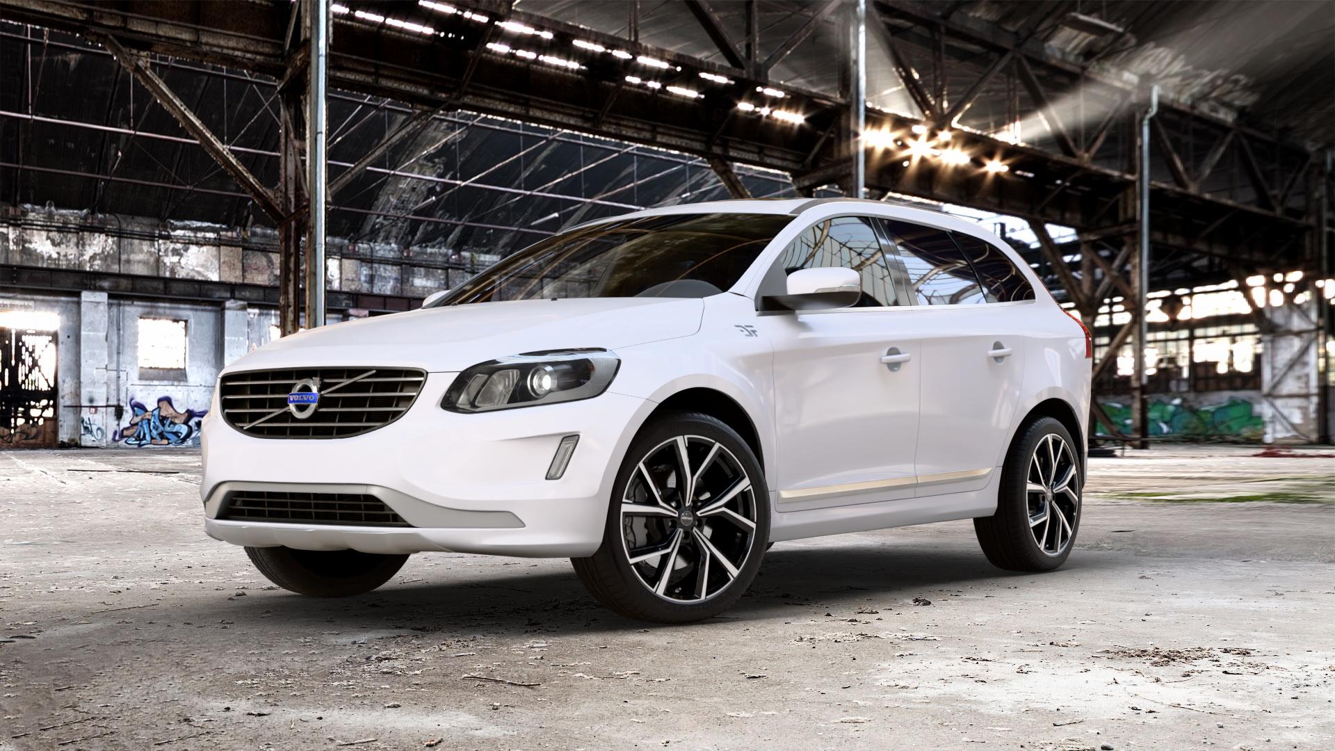 GMP Italia Mentor Black diamond Felge mit Reifen schwarz in 20Zoll Winterfelge Alufelge auf weissem Volvo XC60 Typ D Facelift ⬇️ mit 15mm Tieferlegung ⬇️ Old Industrial Hall_max_5300mm_2024 Frontansicht_1