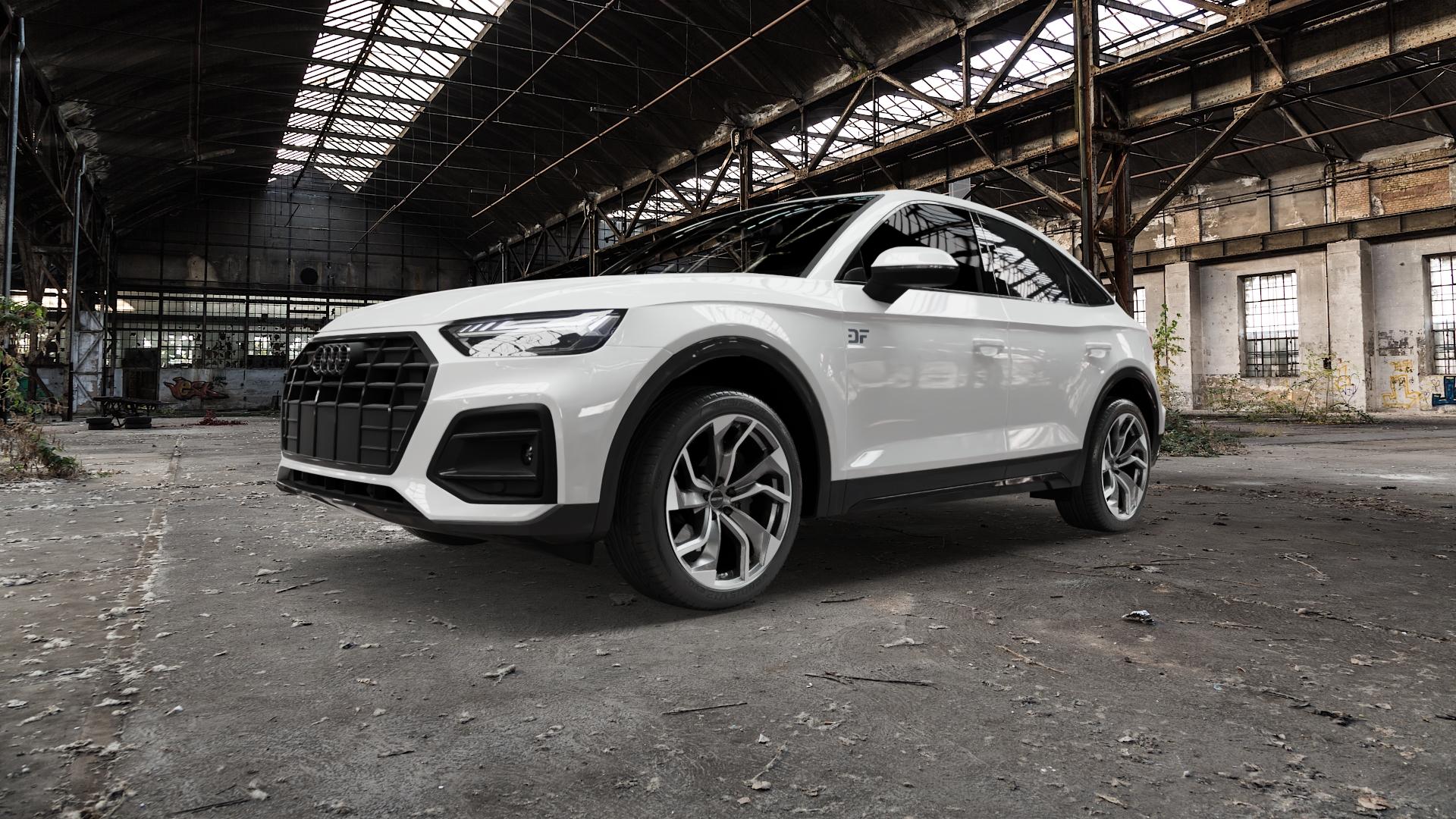 GMP Italia Rebel Anthr. matt diamond Felge mit Reifen grau anthrazit in 20Zoll Winterfelge Alufelge auf weissem Audi Q5 II Typ FY Sportback ⬇️ mit 15mm Tieferlegung ⬇️ Old Industrial Hall_max5000mm_2022 Frontansicht_1