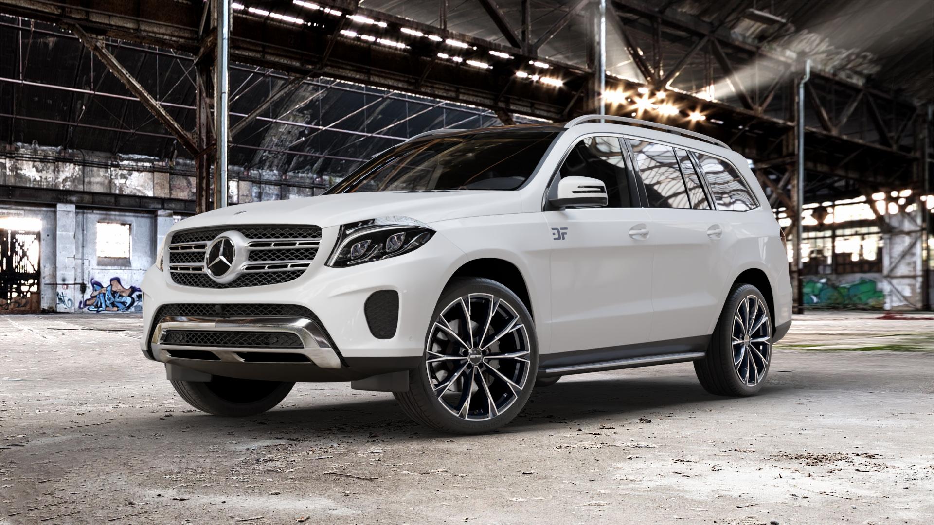 GMP Italia TOTALE Black Diamond Felge mit Reifen schwarz in 22Zoll Winterfelge Alufelge auf weissem Mercedes GLS-Klasse Typ 166 3,0l 350 D 4Matic 190kW (258 PS) 400 245kW (333 4,7l 500 335kW (455 5,5l 63 AMG 4-Matic 430kW (585 ⬇️ mit 15mm Tieferlegung ⬇️ Old Industrial Hall_max_5300mm_2024 Frontansicht_1