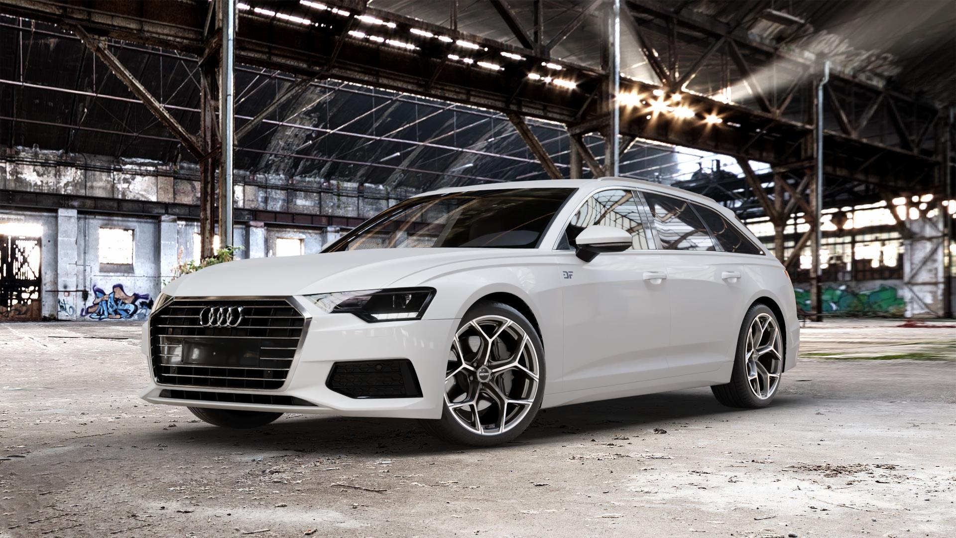GMP Italia Ultrivity Anthr. matt diamond Felge mit Reifen grau anthrazit in 20Zoll Winterfelge Alufelge auf weissem Audi A6 Typ F2/C8 (Avant) ⬇️ mit 15mm Tieferlegung ⬇️ Old Industrial Hall_max_5300mm_2024 Frontansicht_1