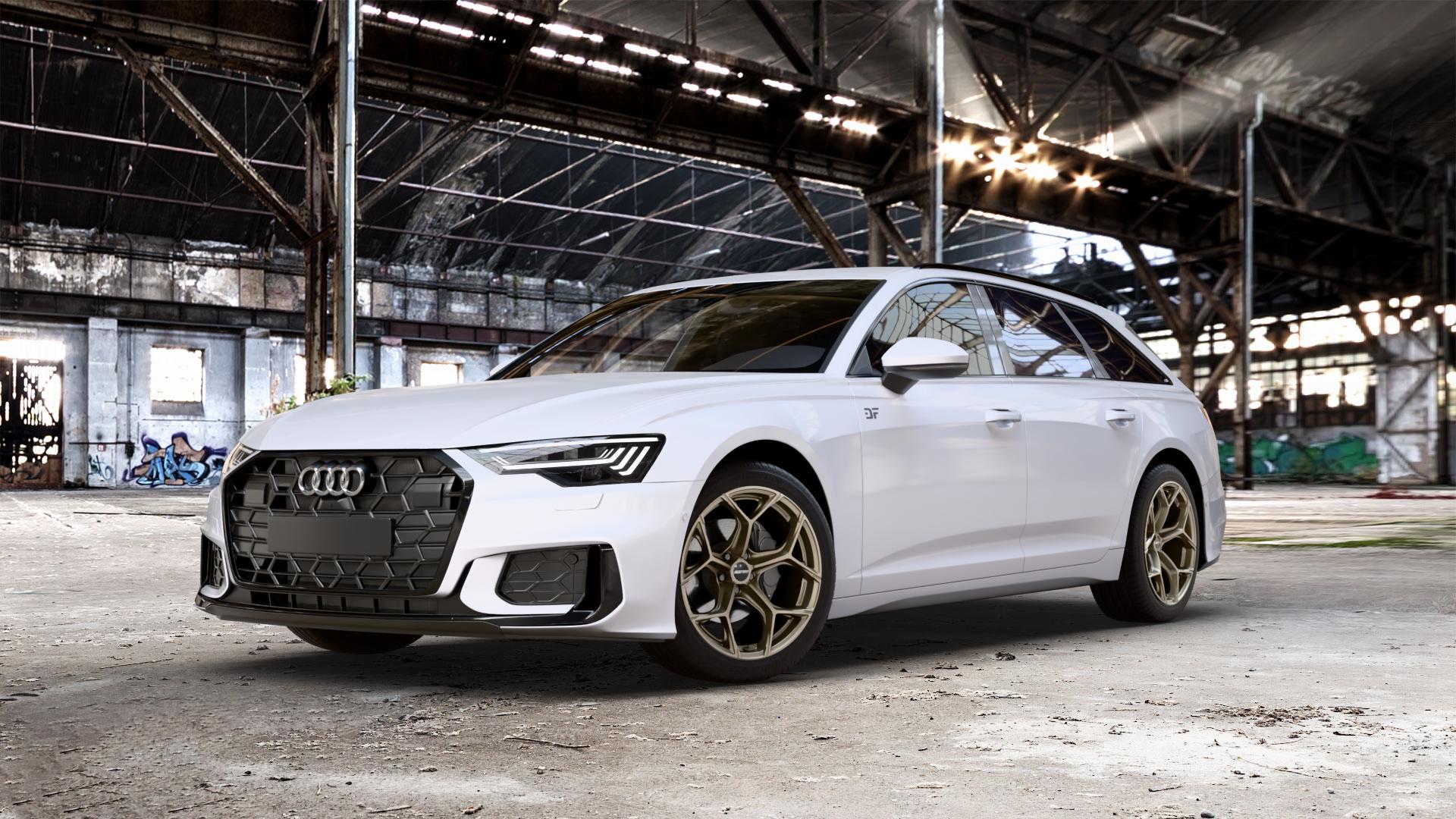 GMP Italia Ultrivity Metal Bronze Felge mit Reifen in 19Zoll Winterfelge Alufelge auf weissem Audi A6 Typ F2/C8 (Avant) Facelift 2,0l 35 TDI 120kW Mild-Hybrid (163 PS) 40 150kW (204 quattro TFSI 3,0l 45 180kW (245 195kW (265 50 210kW (286 e Hybrid 55 250k ⬇️ mit 15mm Tieferlegung ⬇️ Old Industrial Hall_max_5300mm_2024 Frontansicht_1