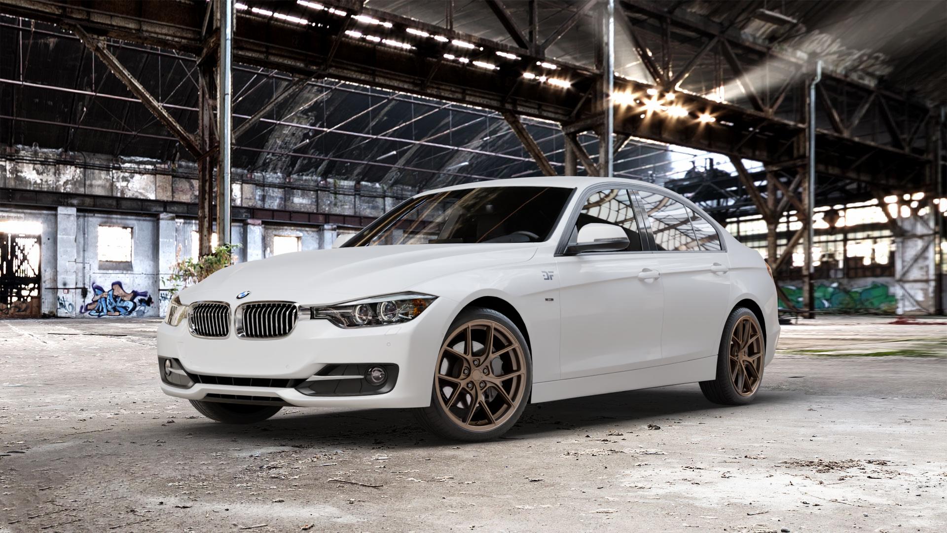 Japan Racing Wheels SL-01 Matt Bronze Felge mit Reifen in 19Zoll Winterfelge Alufelge auf weissem BMW 320i Typ F30 (Limousine) 328i 335i 320d 318d 316d 316i 330d xDrive EffDyn Edition 325d 335d ActiveHybrid 3L (F30) 318i 330i 340i 330e iPerformance 3er Limous ⬇️ mit 15mm Tieferlegung ⬇️ Old Industrial Hall_max_5300mm_2024 Frontansicht_1