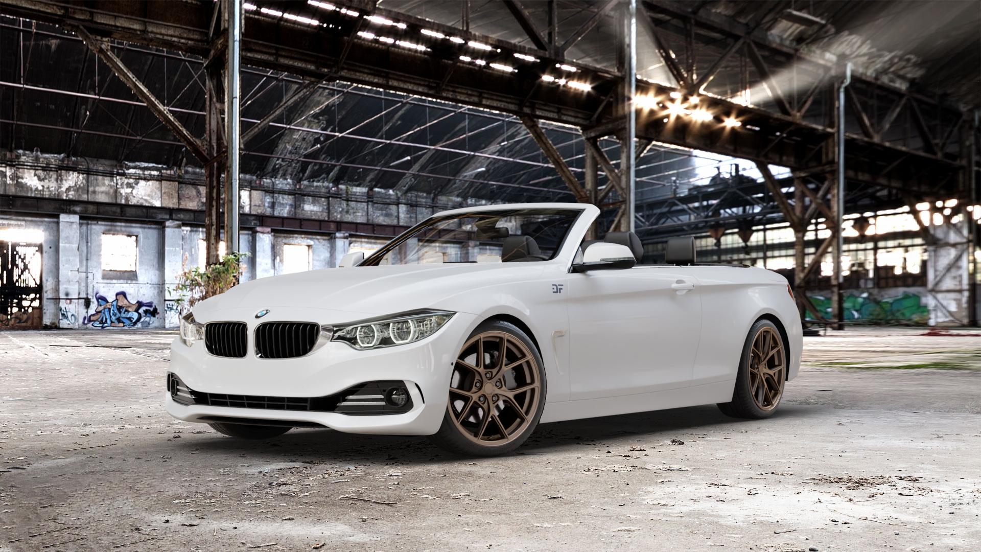 Japan Racing Wheels SL-01 Matt Bronze Felge mit Reifen in 19Zoll Winterfelge Alufelge auf weissem BMW 428i Typ F33 (Cabrio) 435i 420d xDrive 420i 425d 430d 435d 430i 440i 4er Cabrio (3C) ⬇️ mit 15mm Tieferlegung ⬇️ Old Industrial Hall_max_5300mm_2024 Frontansicht_1