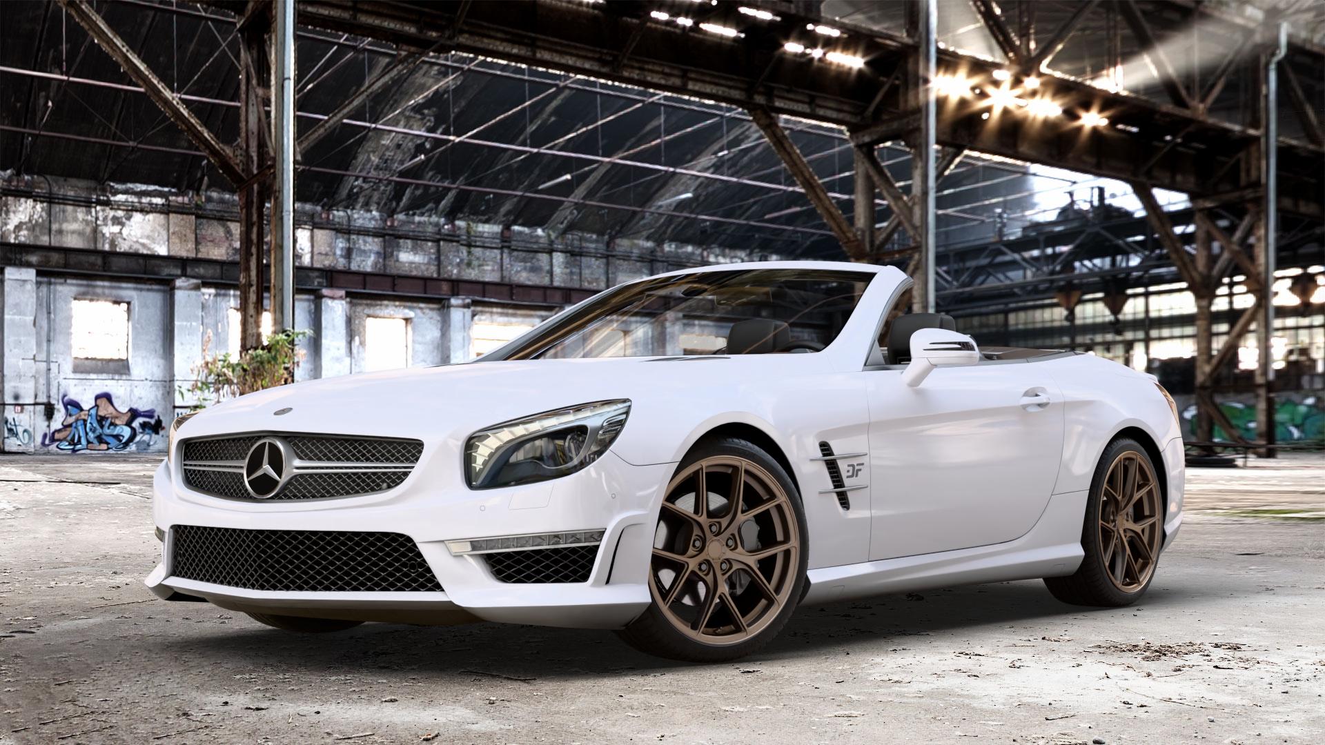 Japan Racing Wheels SL-01 Matt Bronze Felge mit Reifen in 19Zoll Winterfelge Alufelge auf weissem Mercedes SL Typ R231 5,5l 63 AMG 395kW (537 PS) 6,0l 65 463kW (630 ⬇️ mit 15mm Tieferlegung ⬇️ Old Industrial Hall_max_4400mm_2024 Frontansicht_1