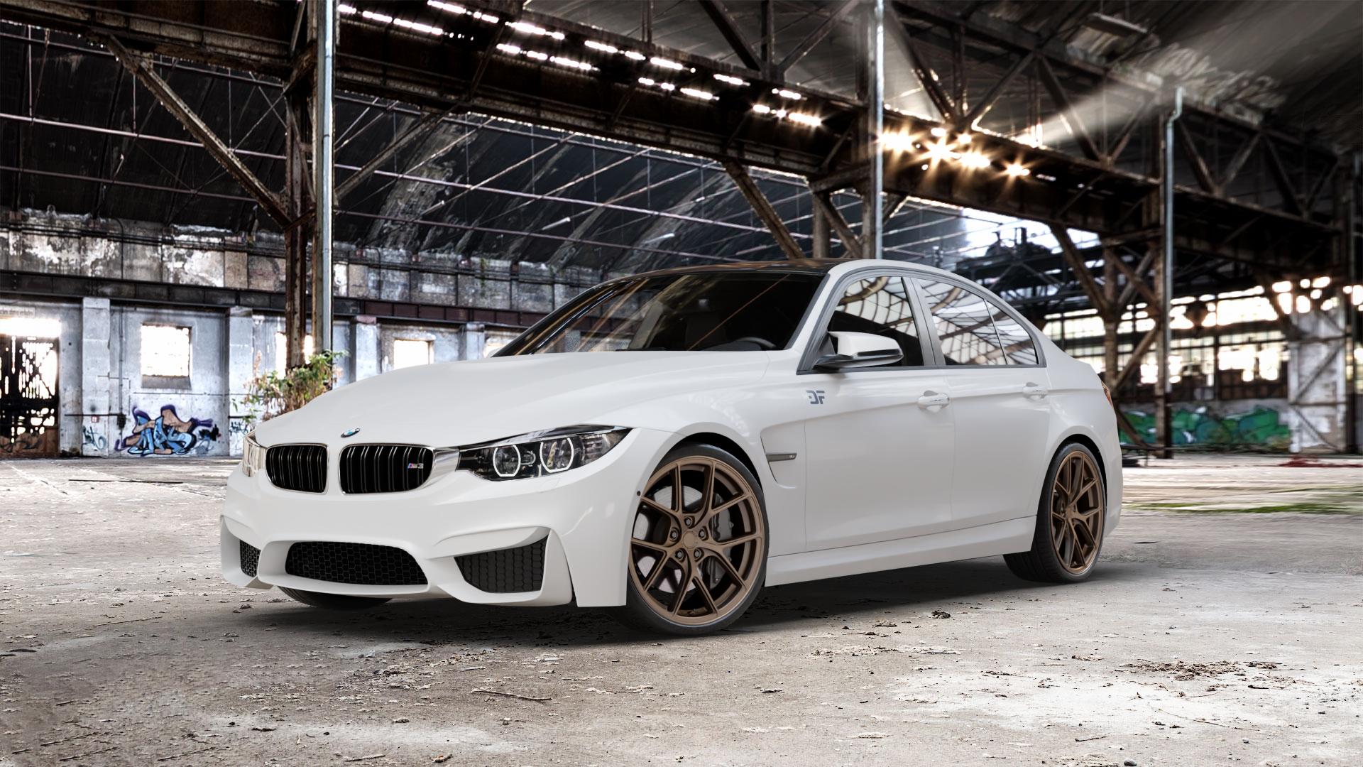 Japan Racing Wheels SL-01 Matt Bronze Felge mit Reifen in 20Zoll Winterfelge Alufelge auf weissem BMW M3 Typ F80 (Limousine) CS ⬇️ mit 15mm Tieferlegung ⬇️ Old Industrial Hall_max_5300mm_2024 Frontansicht_1