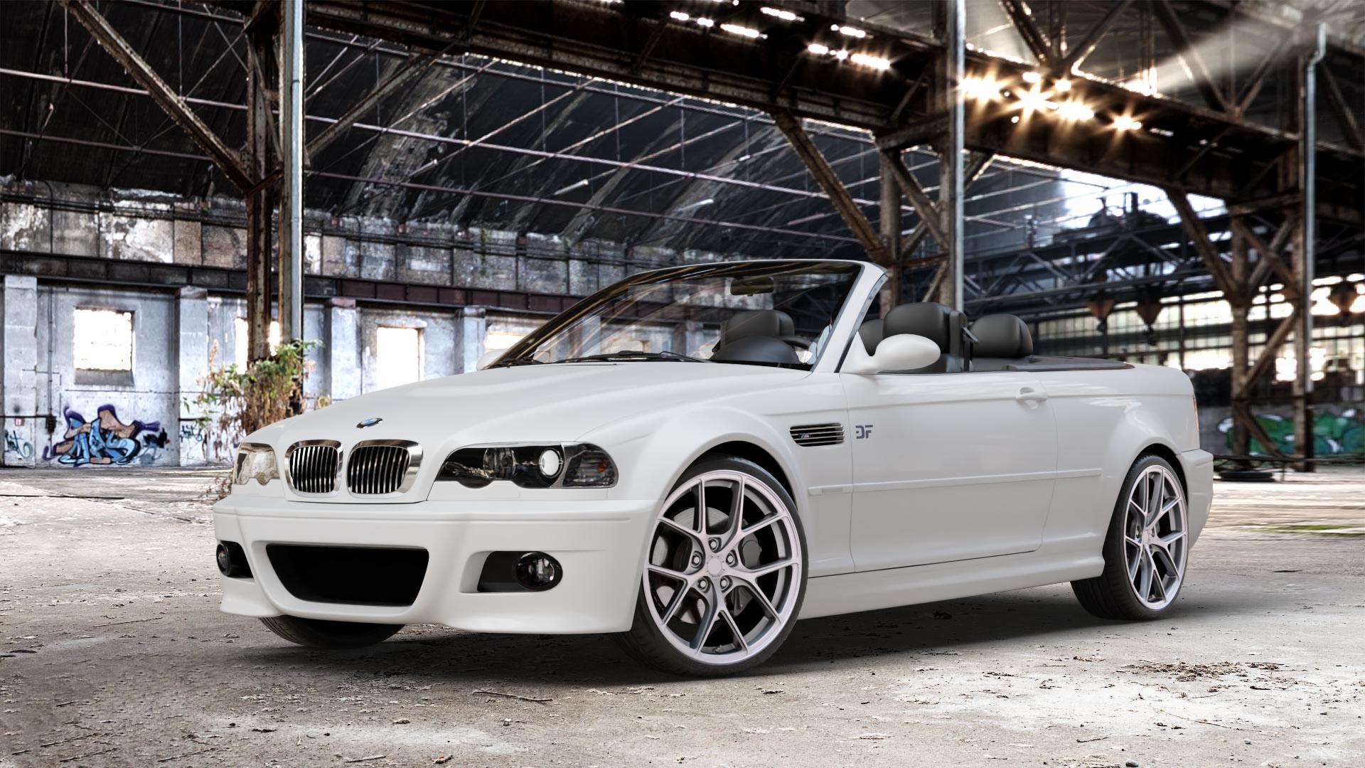 Japan Racing Wheels SL-01 Matt Silver Felge mit Reifen silber in 19Zoll Winterfelge Alufelge auf weissem BMW 320cd Typ E46 (Cabrio) 2,0l 110kW (150 PS) 320ci 2,2l 125kW (170 323ci 2,5l 325ci 141kW (192 330cd 3,0l 150kW (204 330ci 170kW (231 318ci 105kW (143 M3 3er C ⬇️ mit 15mm Tieferlegung ⬇️ Old Industrial Hall_max_4400mm_2024 Frontansicht_1
